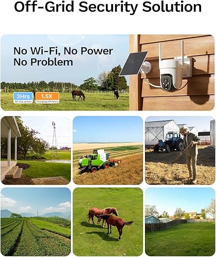 Miniatura 8 de LongPlus Cámara de seguridad sin WiFi, cámara de seguridad celular 4G LTE con tarjeta SIM, cámara solar 2K inalámbrica para exteriores, vista de