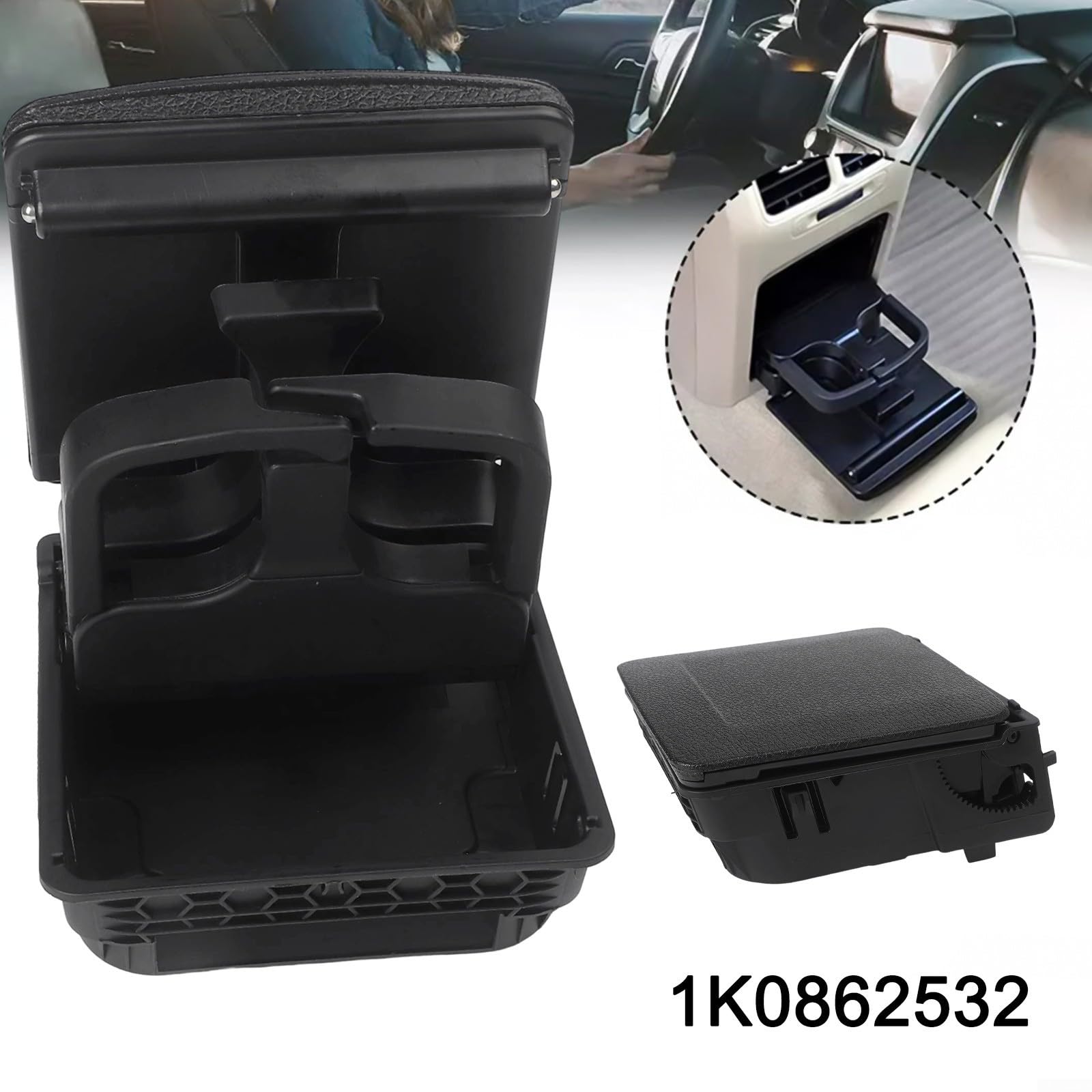 HpLive 1K0862532F - Supporto per bicchieri, per sedile posteriore Golf 5 6 R32, doppio supporto