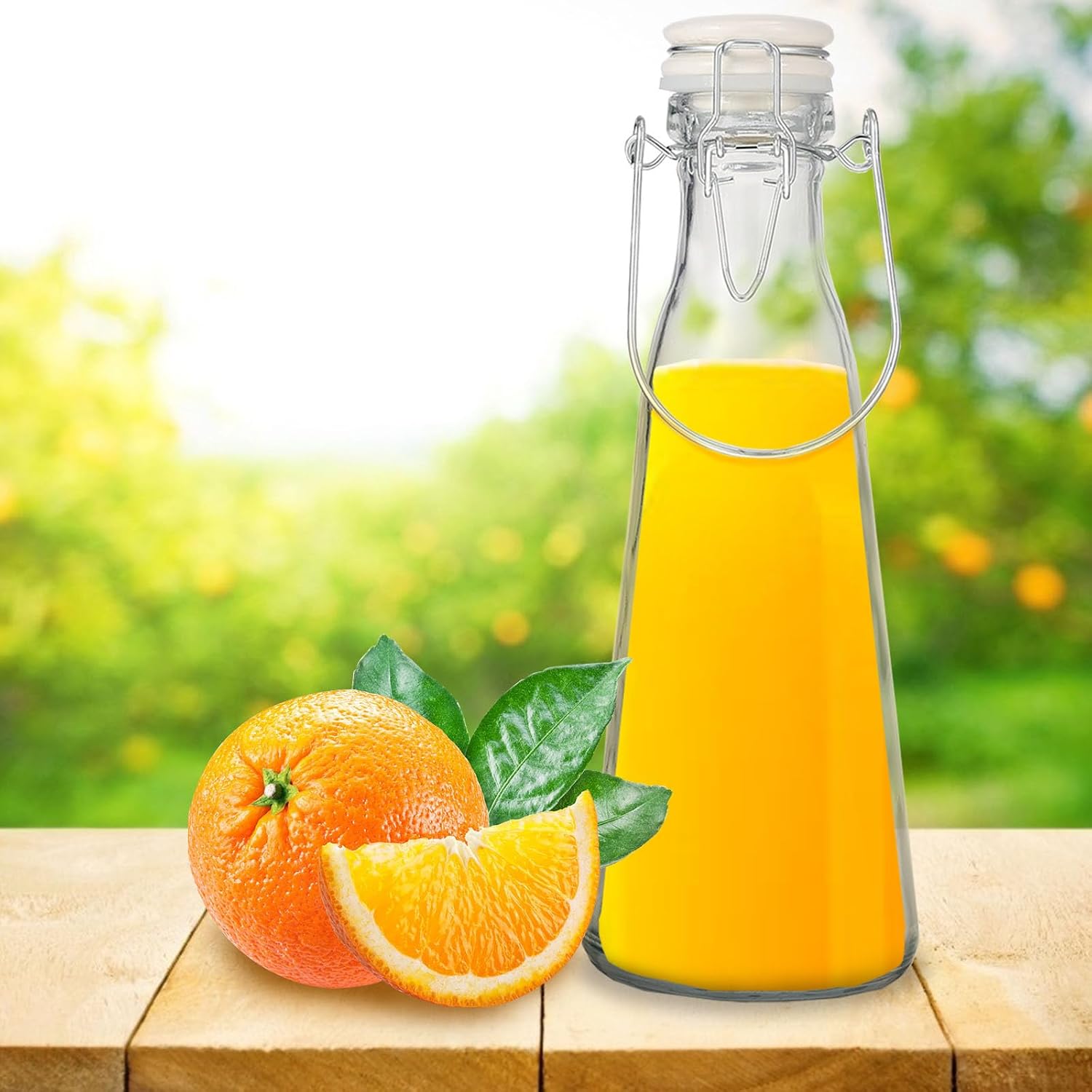 2pcs Glass Beverage Bottle with Stopper, 500ml Glass Brewing Container