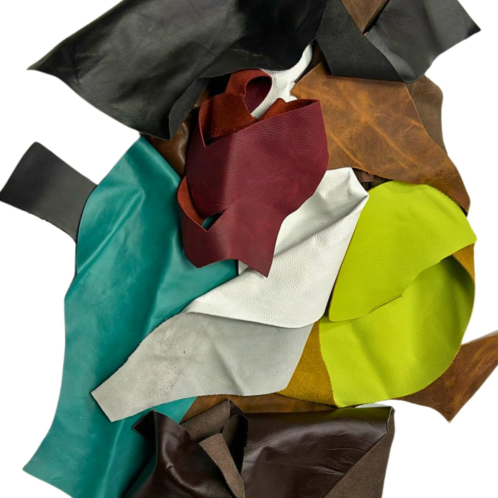 ArtisanCowhides Genuine Smooth Cowhide Leather Scraps, Cowhide Remnant for Tooling/Crafting- Assorted Colors & Shapes - Approx. 1lbs