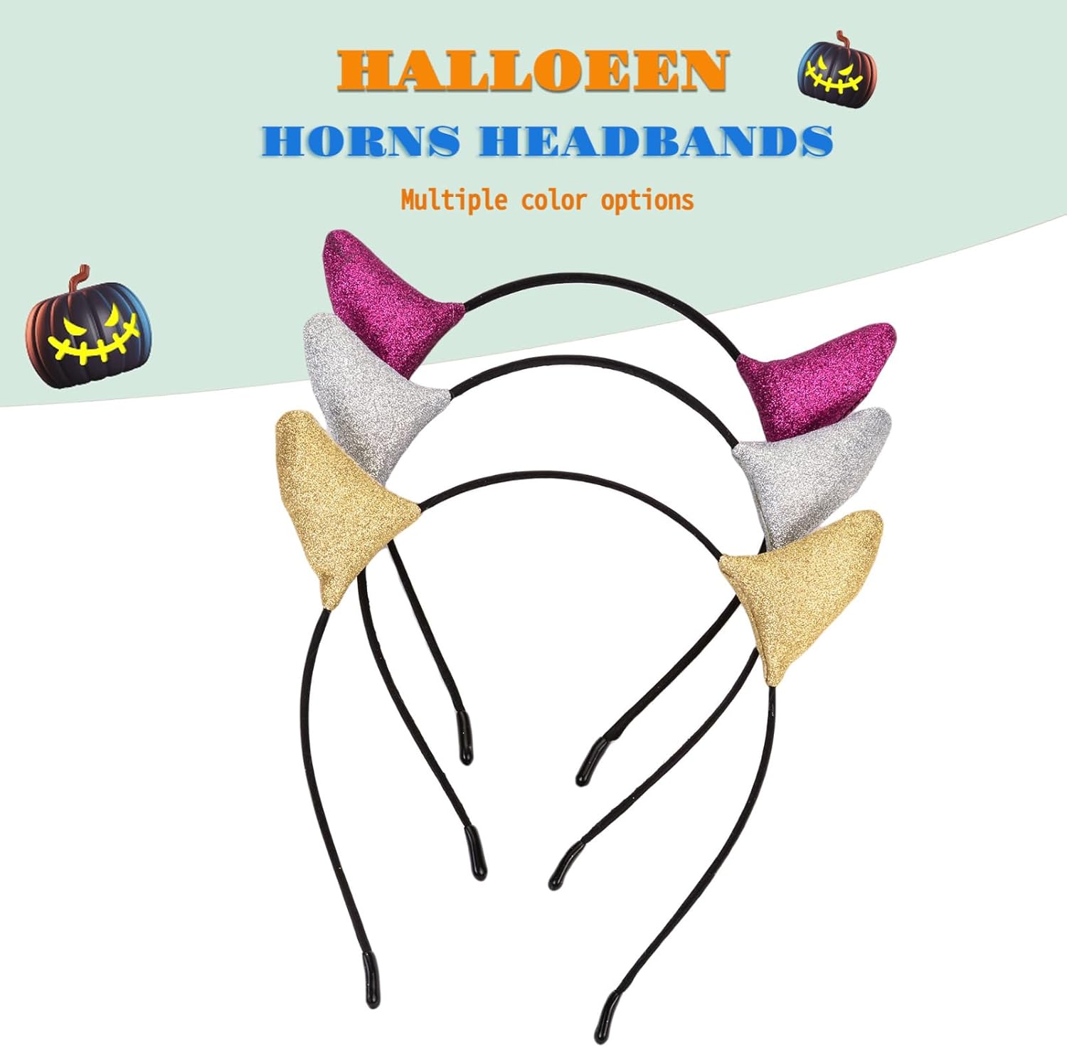 Merroyal Glitter Devil Horns Headband Halloween Fancy Dress Cosplay Hairband - Image 6