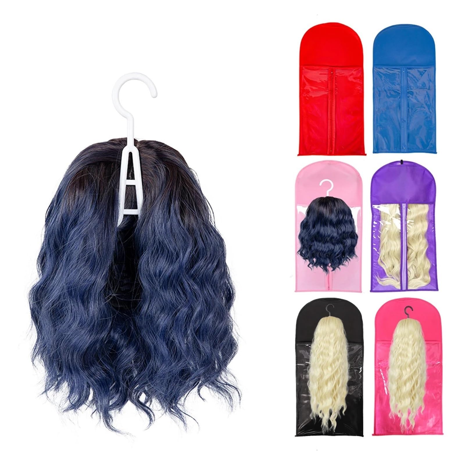 PerüCken Aufbewahrungsbeutel 60/80 cm Perücken-Aufbewahrungstasche mit Aufhänger for mehrere Perücken, Haarteile, Bündel, Pferdeschwanz, Haarverlängerung, Verpackungstasche, Vlies-Perückentasche(1)