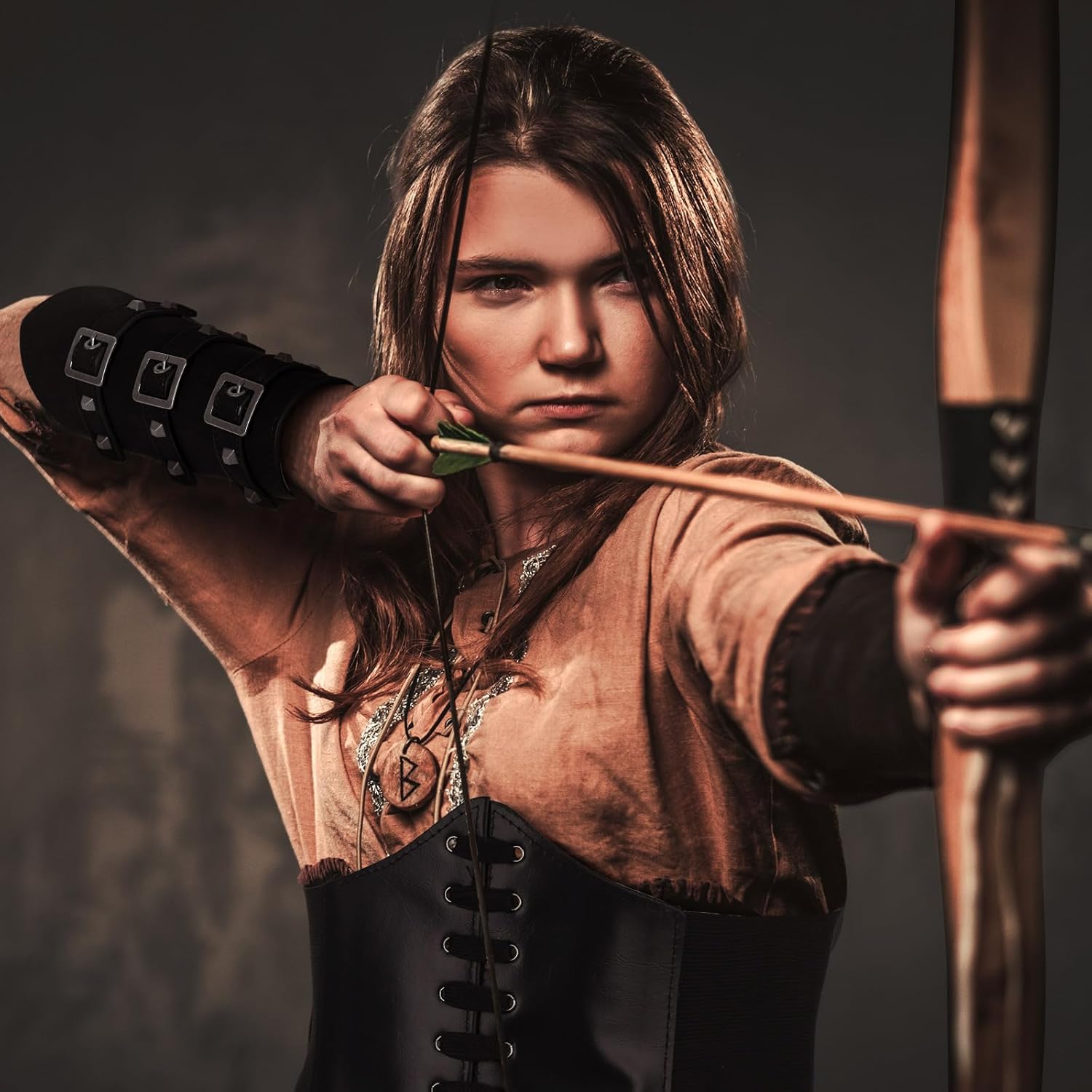 Ramede 8 Pcs Mens Renaissance Costume Medieval Knight Viking Armor Leather Half Shoulder Belt Shawl Cape Buckle Bracers Sword Frog Corset Belt Drawstring Bag for Halloween Cosplay Retro Accessories - Image 6