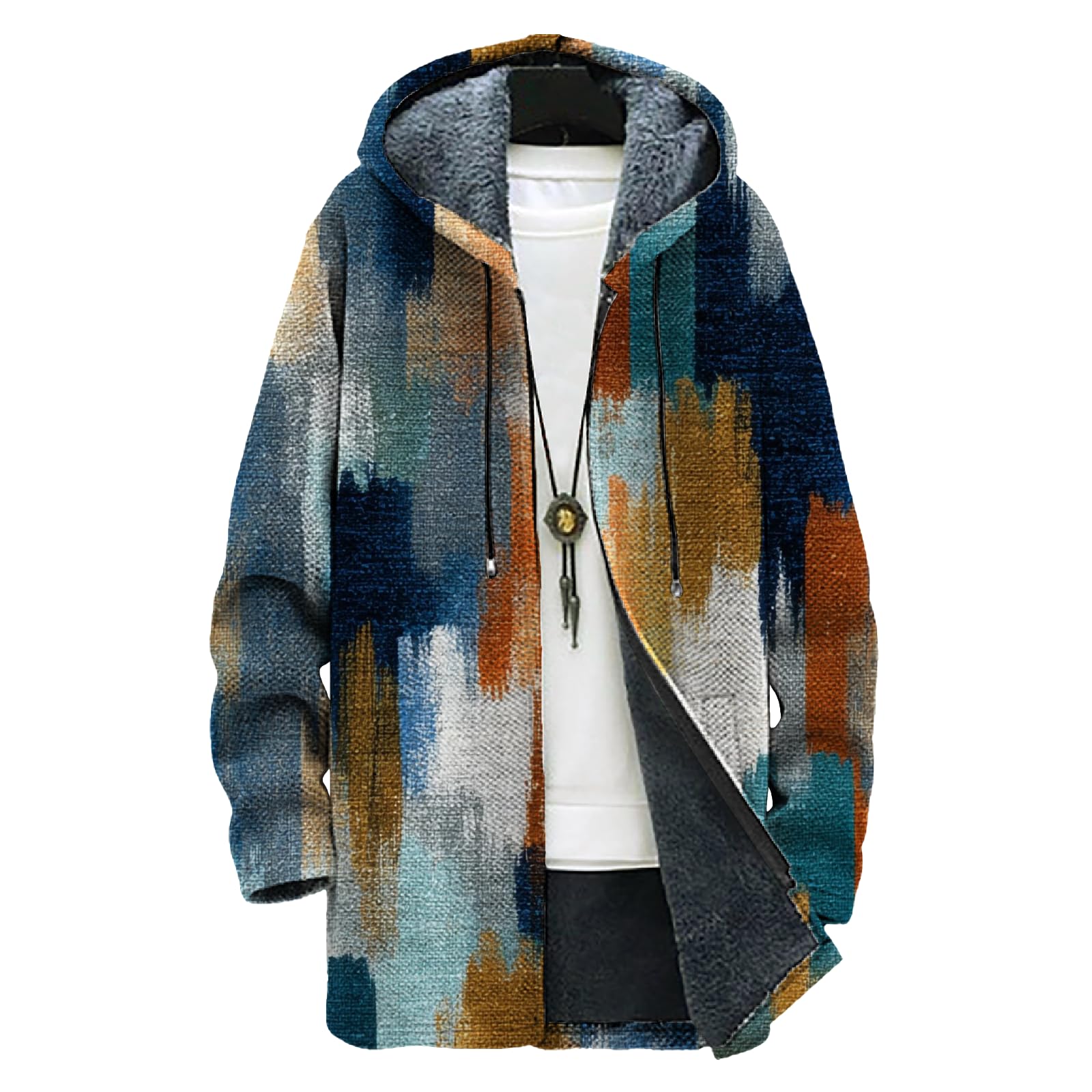 - Mens Zip Up Hooded Cardigan Long Sleeve Sweater Winter Plus Size Hoodie with Pockets