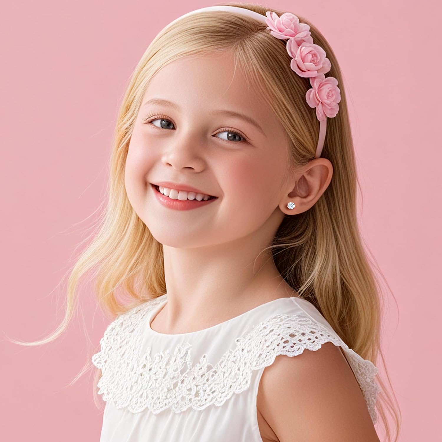 Limerencia G23 Titanium Earrings White Cubic Zirconia Post Studs 20G Implant Grade Pure Titanium Piercing Studs First Holy Communion Gifts for Girls Sensitive Ears - Image 4