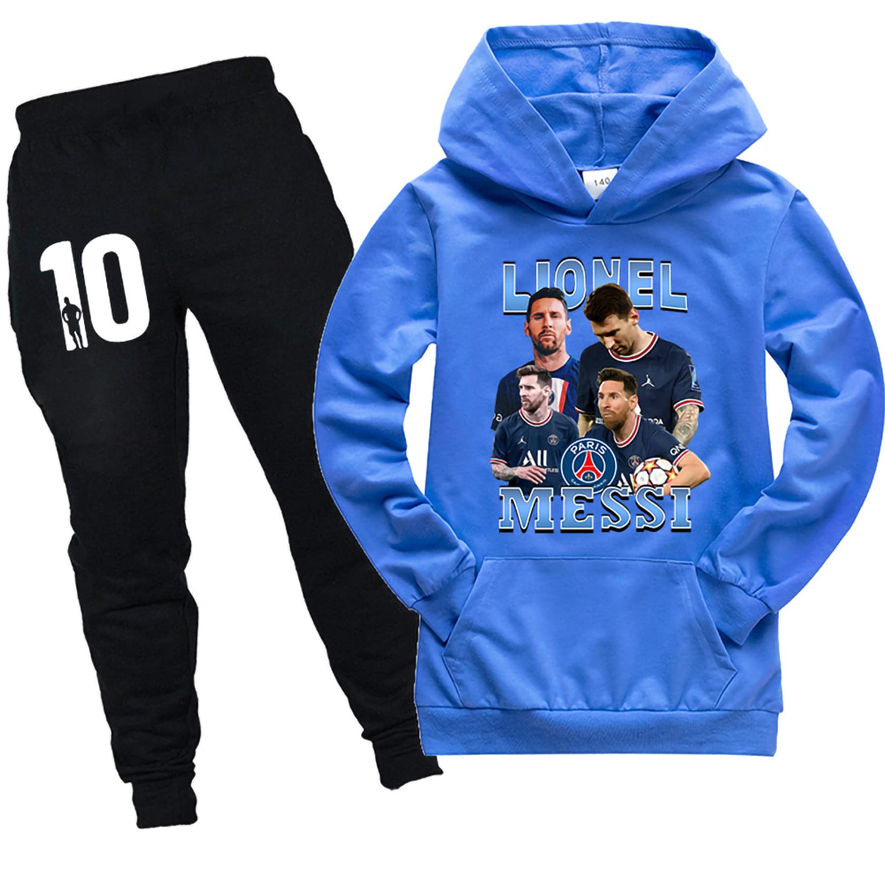 RYDLE Teen Boys Casual Sweatsuit Messi Long Sleeve Pullover Hooded and Sweatpants Set-2 Piece Sweatshirt Hooded Suit
