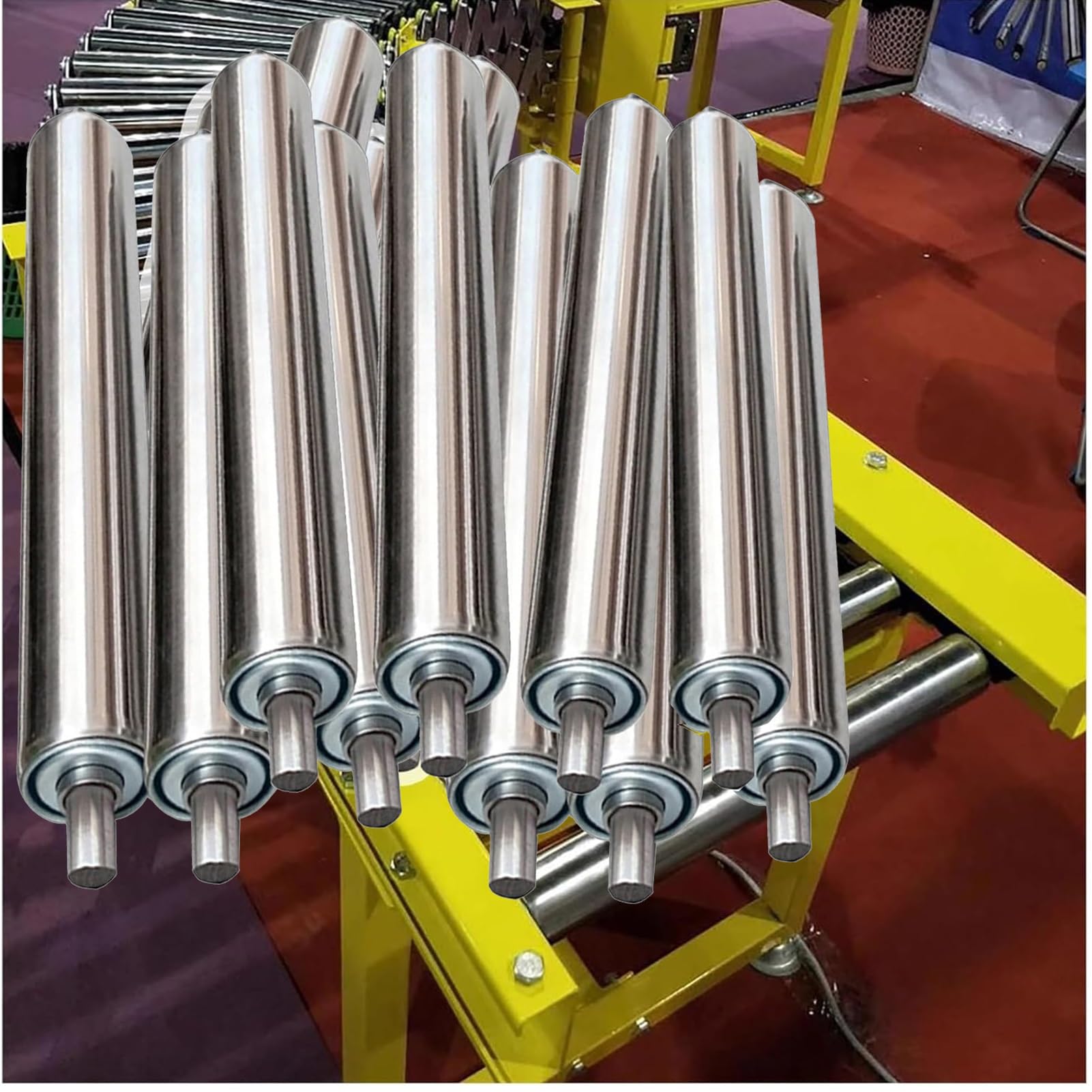10 Pack Warehouses Replacement Conveyor Roller - Dia 25 32 38 50 60 mm, Stainless Steel Gravity Roller for All Types Of Moving Projects, as Feed Rollers to Metal Cutting Saw(Dia 38MM/1.5in,L 550MM(21.