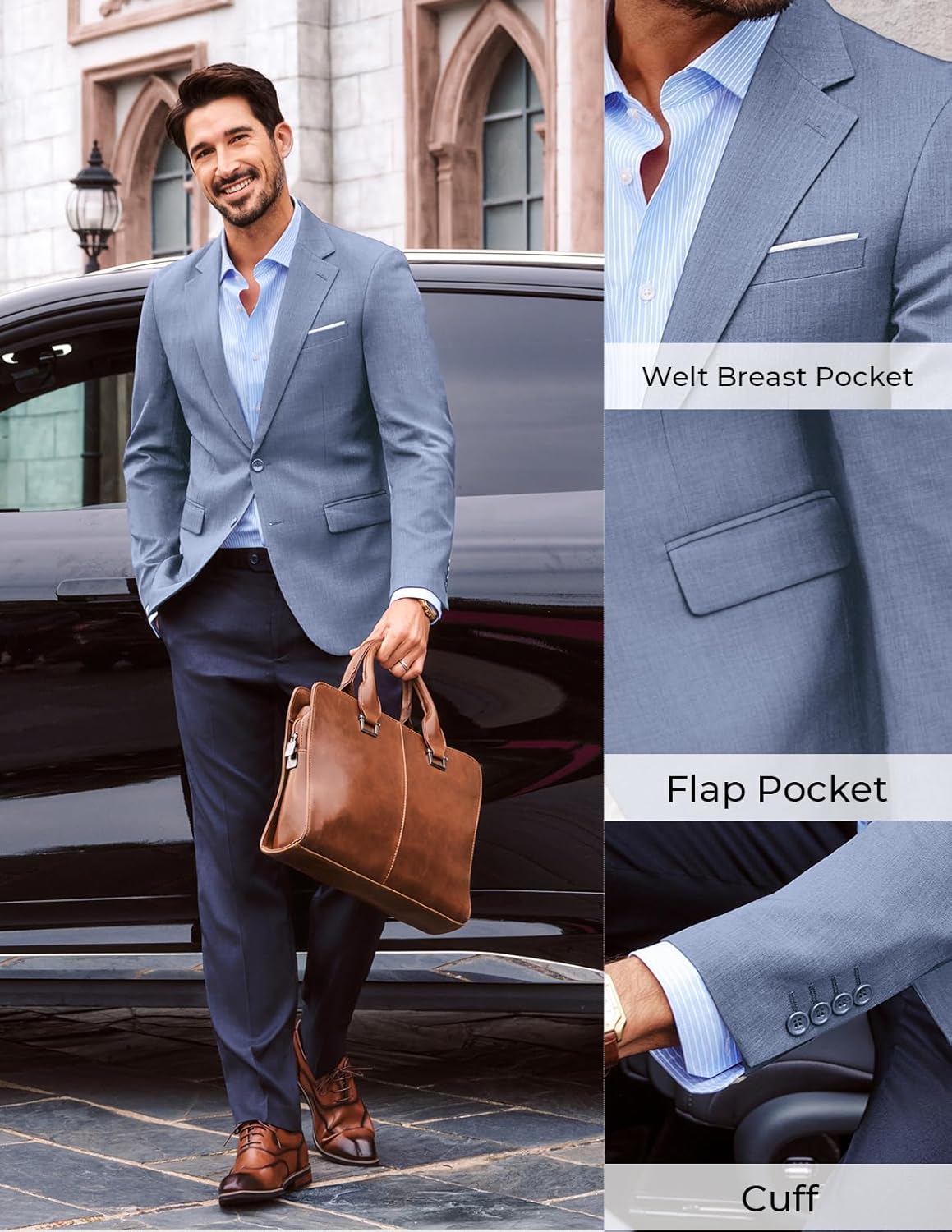 PJ PAUL JONES Mens Blazer Classic Lightweight Sports Coat Casual Slim Fit Sport Suit Jackets - Image 2