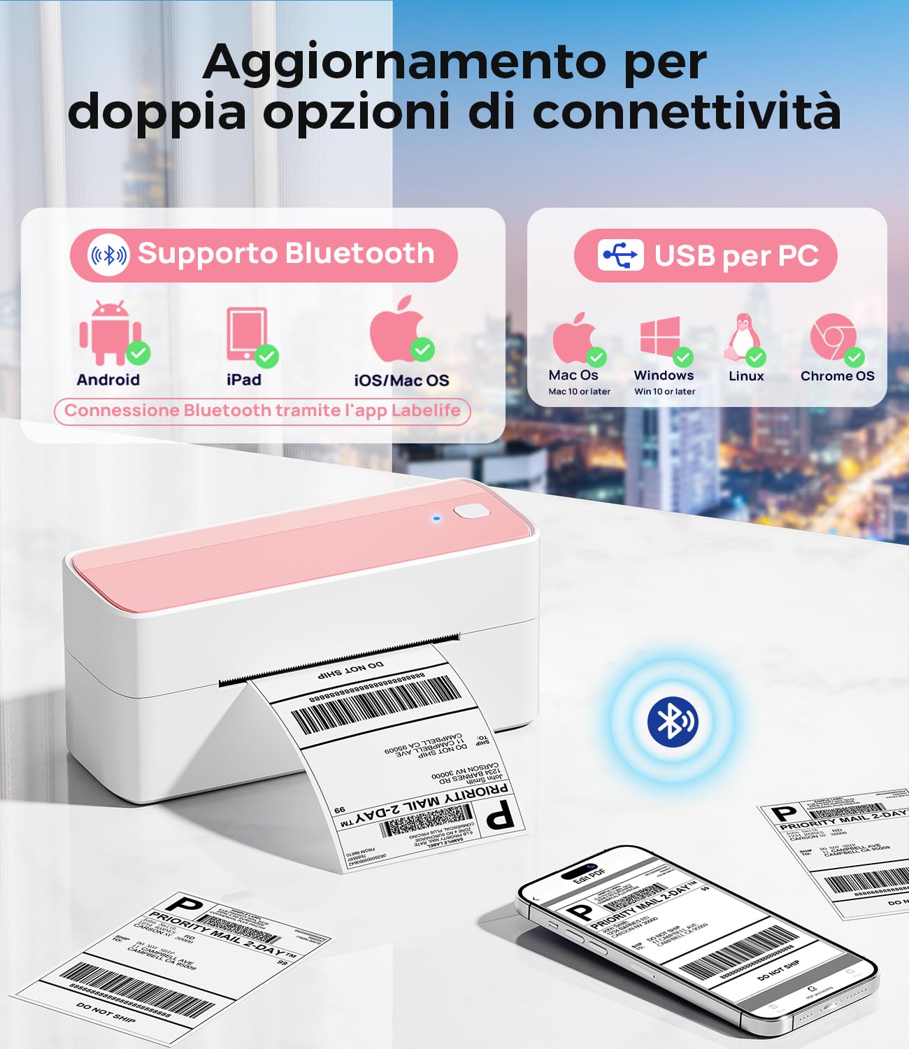 Stampa Bluetooth Label Printer Phomemo PM241BT Thermal Printer - Dettaglio