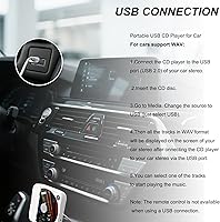 Vista 8 de Reproductor de CD portátil externo para coche, reproductor de CD de coche Plug and Play con puerto USB, puerto AUX, reproductor USB universal