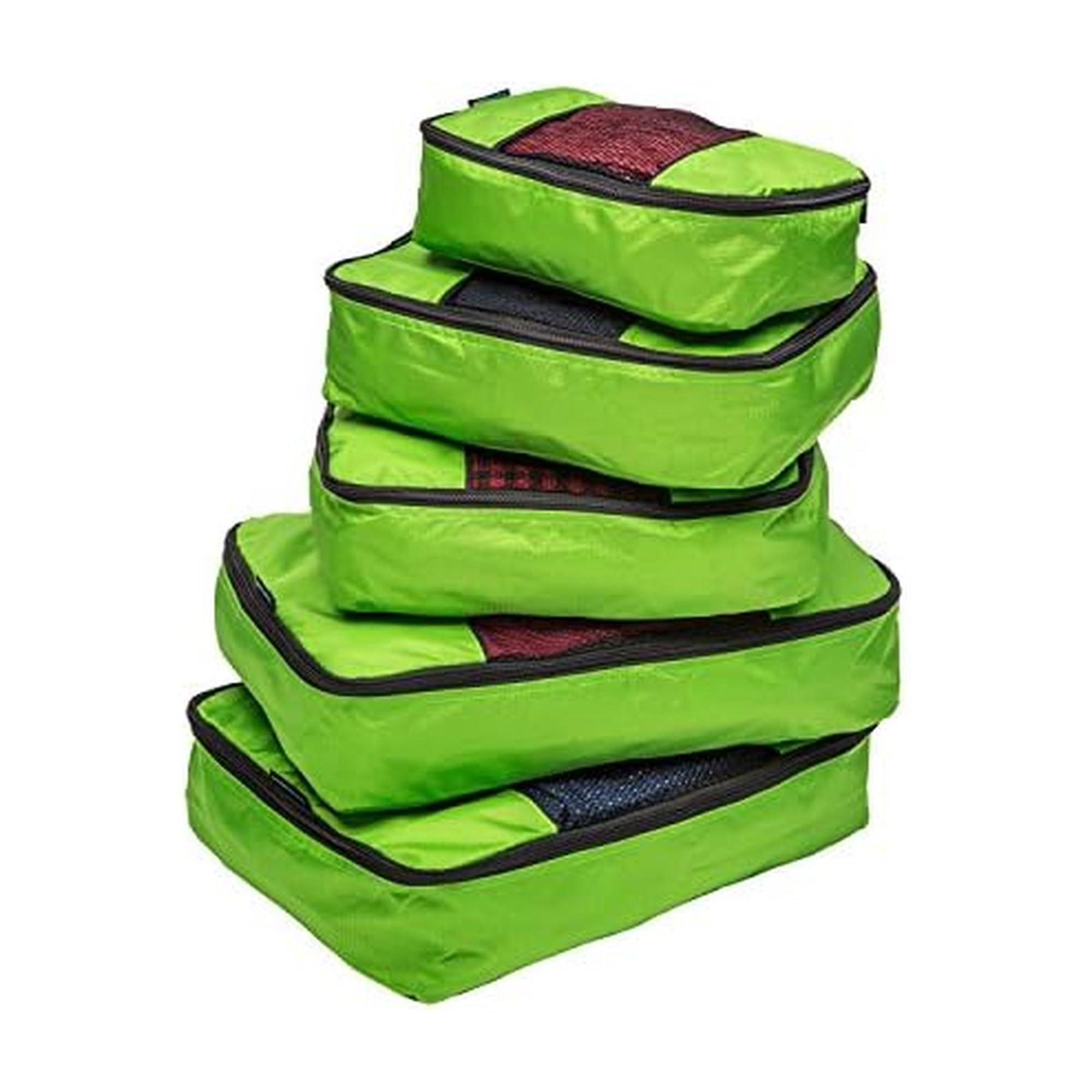 TravelWise Packing Cube System - Durable 5 Piece Weekender+ Set (Lime Green)