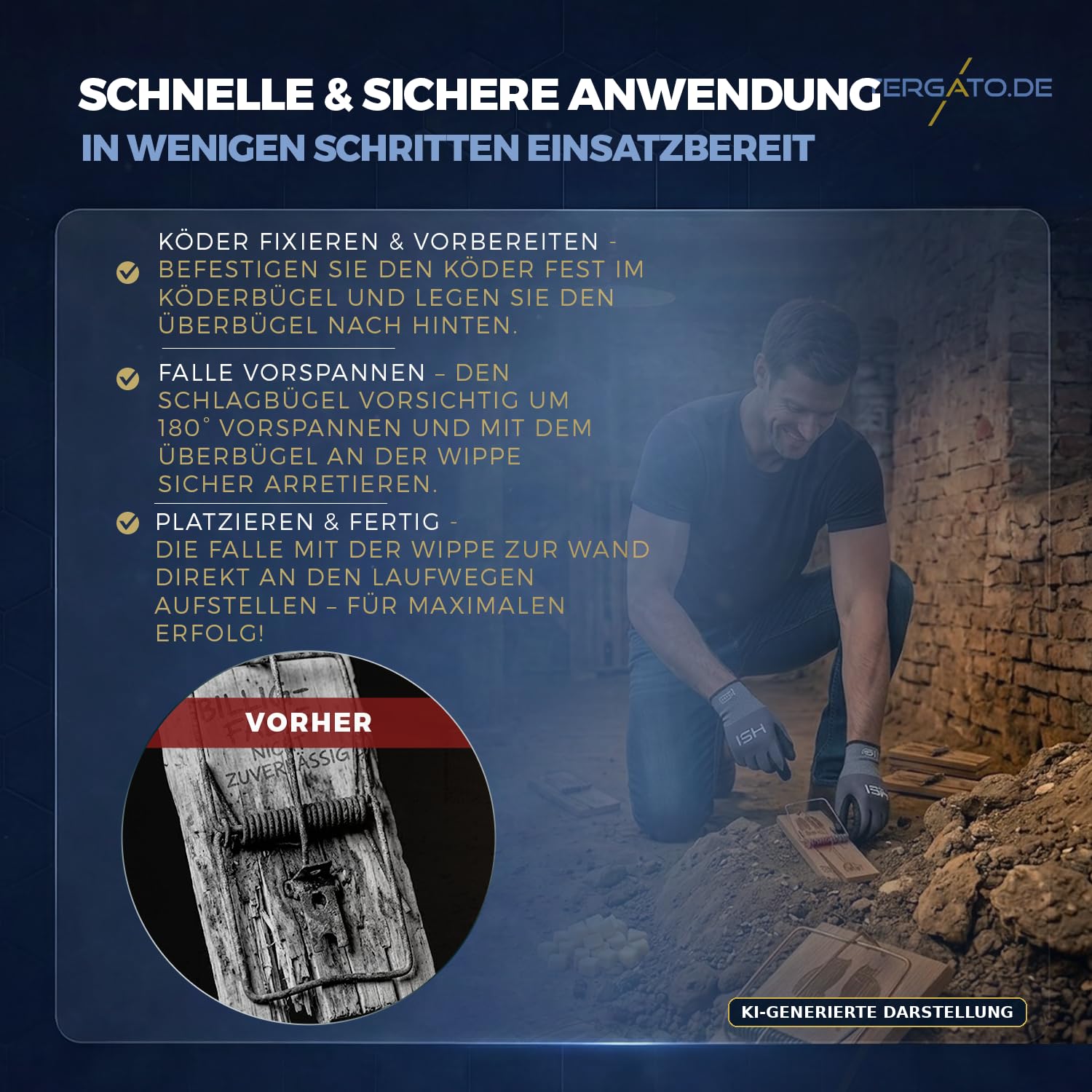20x Profi Rattenfalle Set – Inkl. FlexGrip Arbeitshandschuhe – Luna Schlagfalle PEFC Buchenholz – Schlagstarke Rattenbekämpfung & Abwehr – Nagetierfalle für Innen & Outdoor – Giftfrei