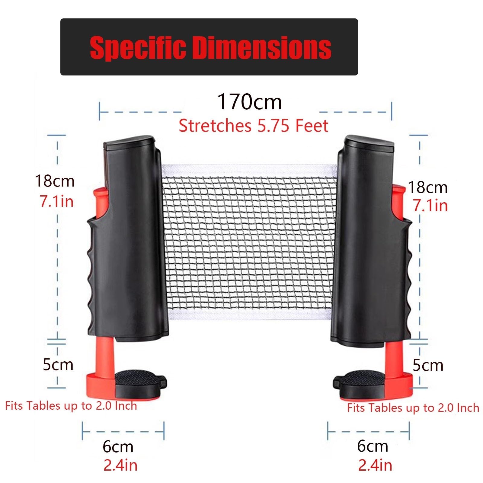 RENLXFI Retractable Table Tennis Net Replacement, Ping Pong Net and Post for Ball Shooters Multi-Ball Training or Serve Practice, Stretches 5.75 Ft (Color : Light Coffee)