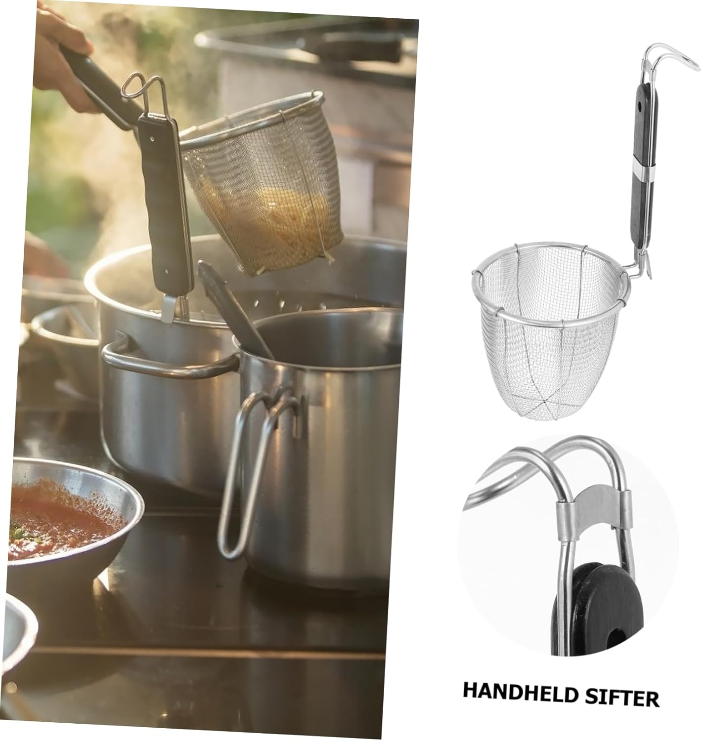 2pcs Practical Noodle Strainer Basket Handle Multi-purpose Kitchen Sifter for Pasta Dumplings and Ramen Material for Use