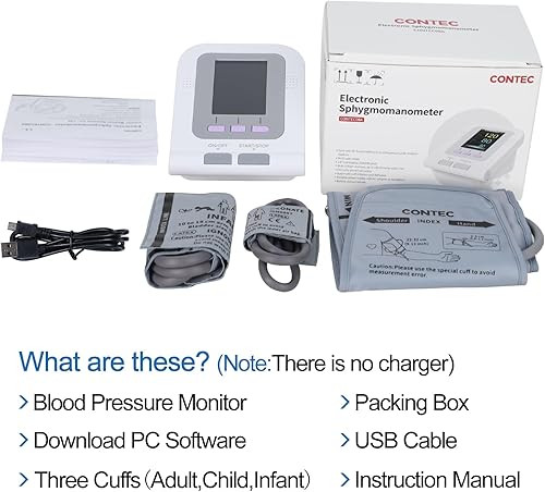 Miniatura 9 de CONTEC Monitor de presión arterial completamente automático Brazalete superior del brazo 3 modo 3 puños esfigmomanómetro electrónico 300 juegos de