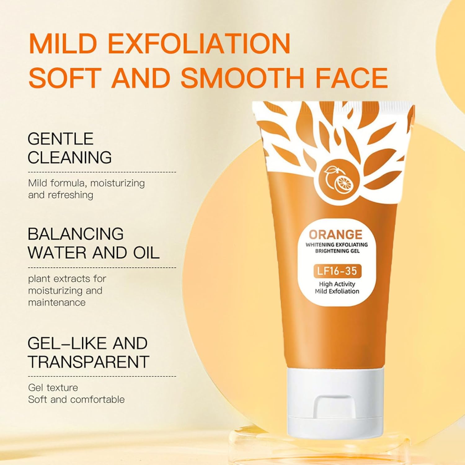 Orange Enzymes Exfoliating Gel Scrub for Face & Body - Orange Gel Deep Cleansing to Remove Blackheads, Moisturizing Organic Exfoliator for Smooth & Radiant Skin, All Skin Types (1PC, 50g) - Image 3