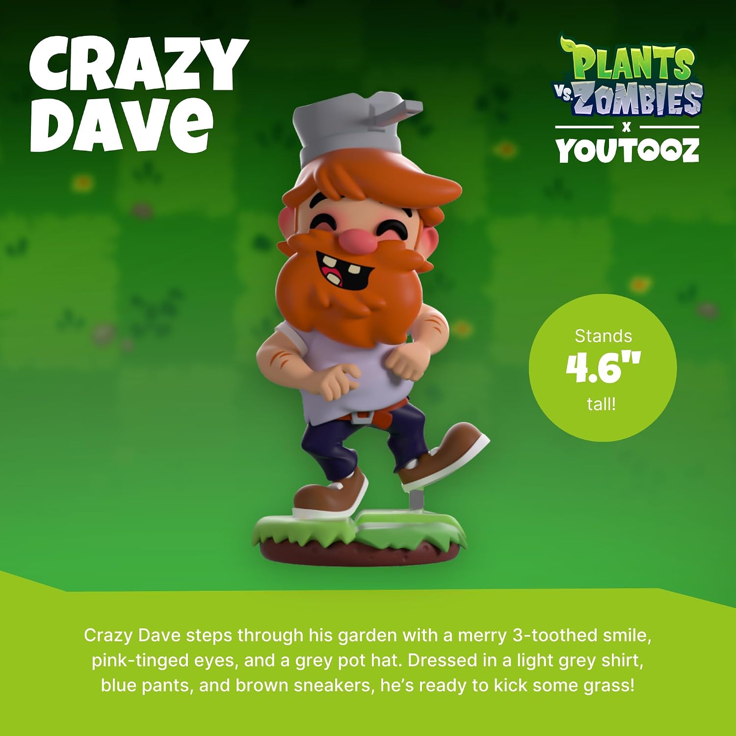 Youtooz Crazy Dave 4.6-Inch Vinyl Figure – Plants vs. Zombies Collectible, Crazy Dave Action Figure from PVZ