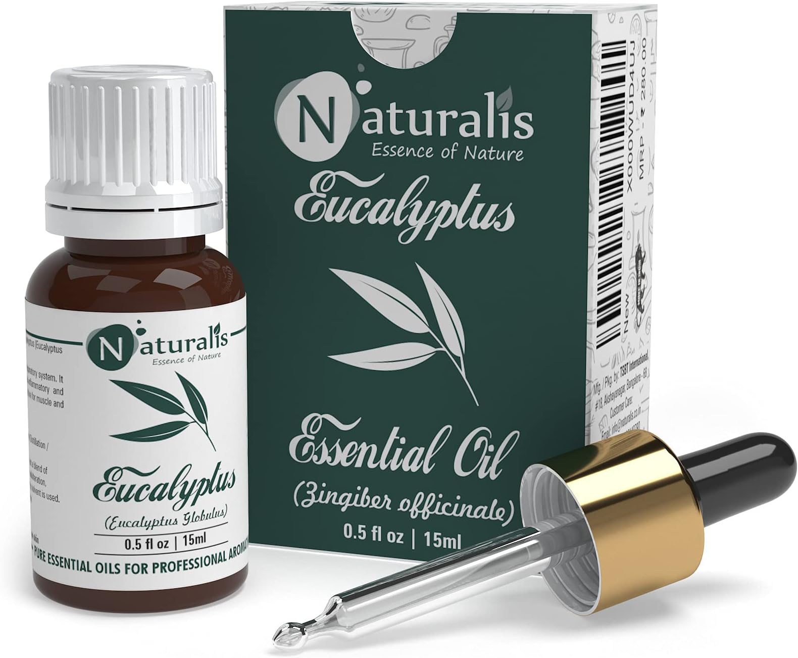 Naturalis Eucalyptus Oil – Pure Eucalyptus Essential Oil for Aromatherapy, Skin & Hair Care, Massage, Steam Inhalation, and Diffuser – Therapeutic Grade -15ml