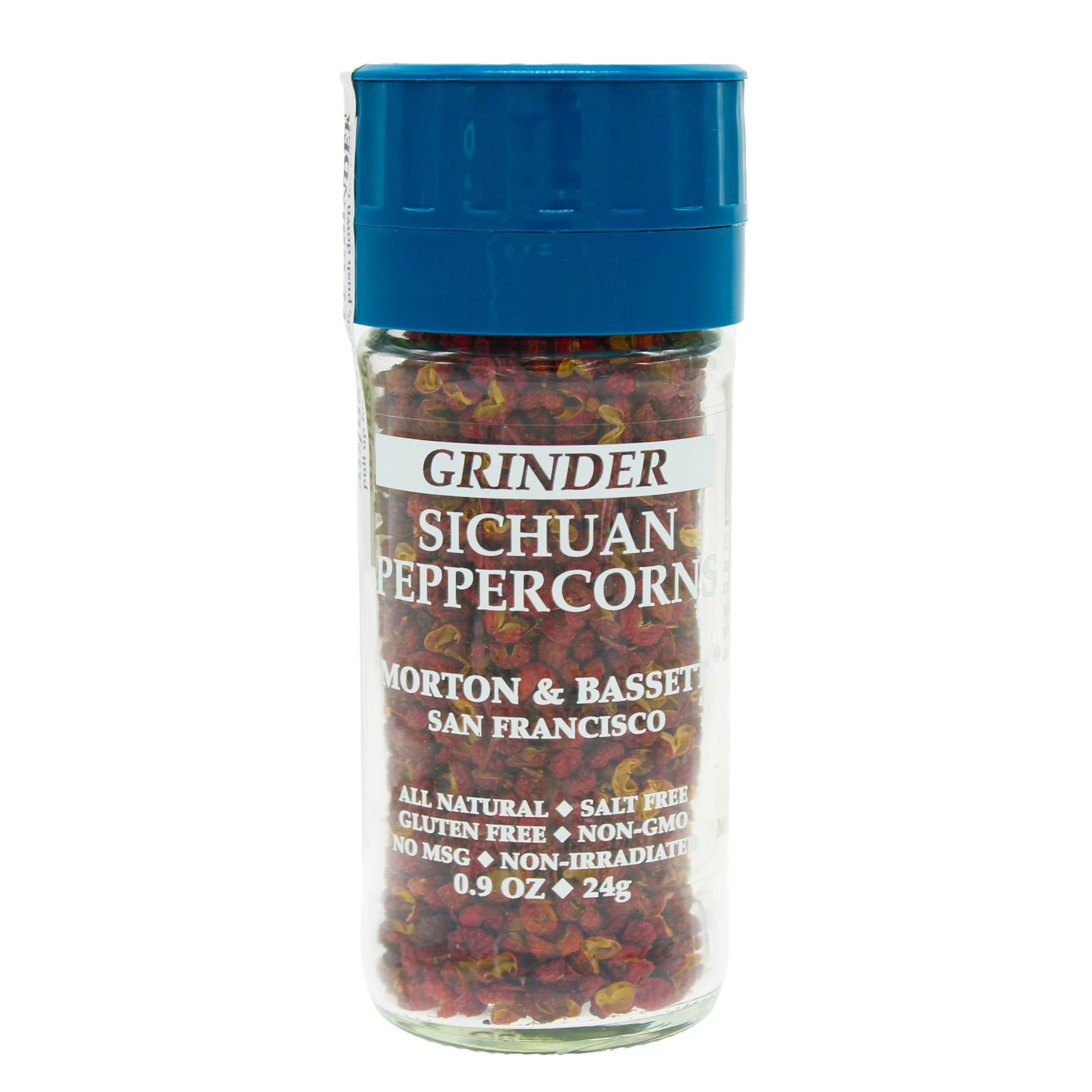 Morton & Bassett Grinder Sichaun Peppercorns | Spicy, Peppercorns for Asian Cooking | Gluten Free, Salt Free, Non-GMO | 0.9 oz Jar