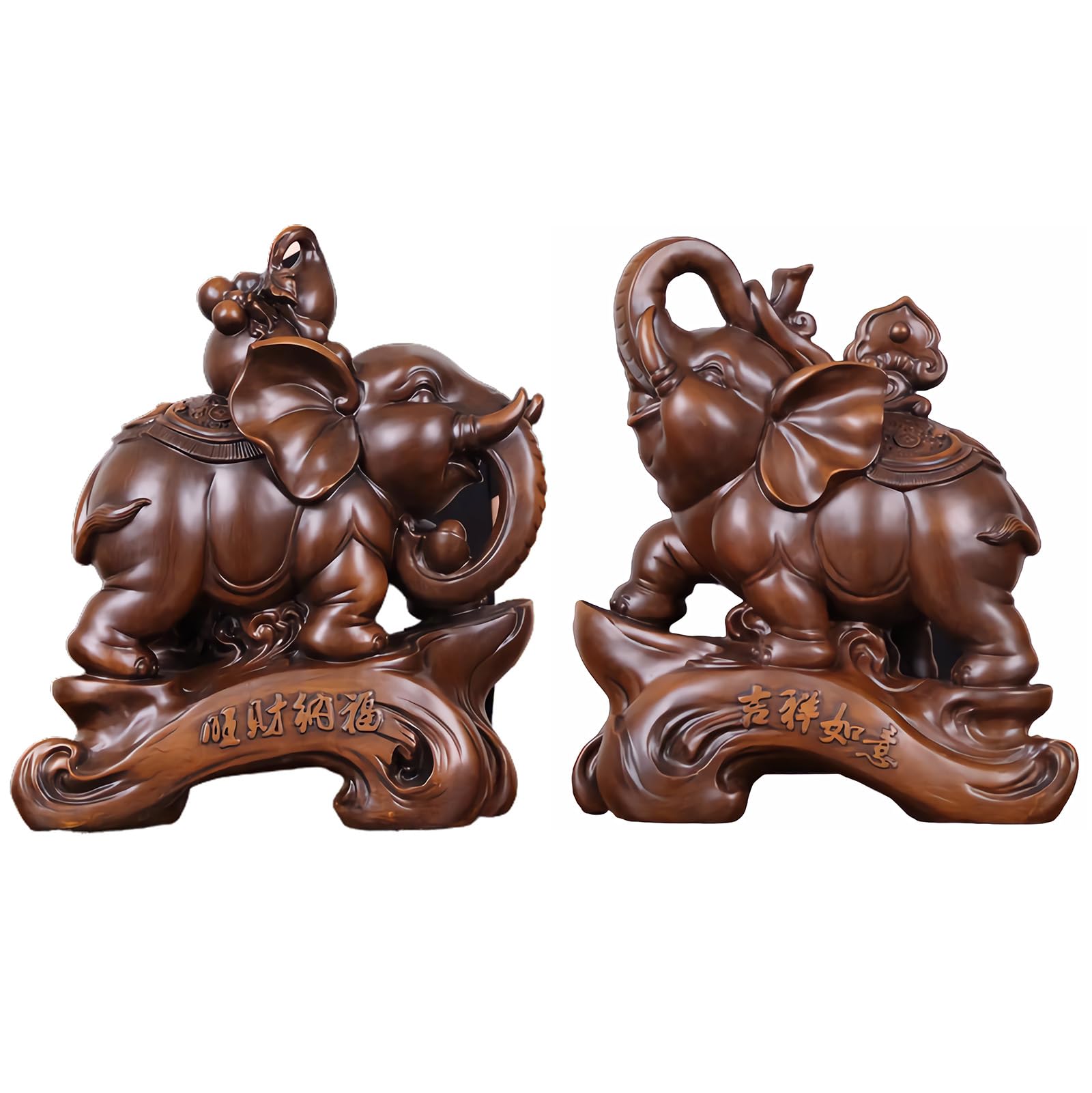 Elefante Statua di Elefante,Ricchezza Figurina Fortunata Perfetto per la casa,Elefante Ornamenti Scultura in Mobili Portico Scrivania Decorazione Artigianato,A B-20×10×22cm