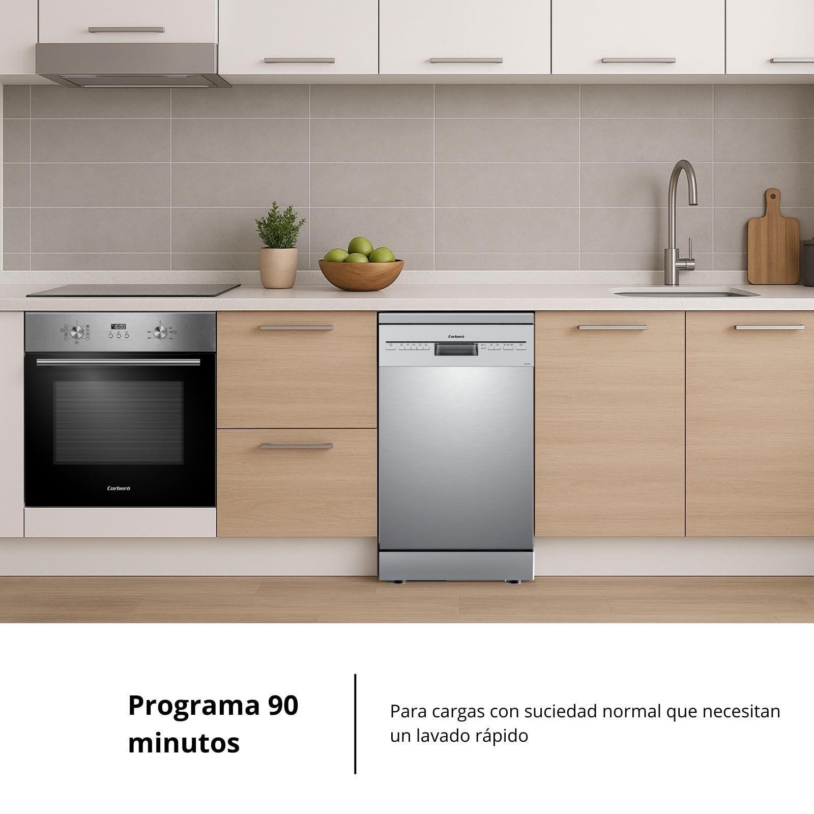 Corberó - Lavavajillas Plus 45 cm | CLVM403X | 10 Cubiertos, 5 Programas con 4 Temperaturas, Indicadores LED | Inicio Diferido, Función Inicio-Pausa | 49 Db | Inox — view 7