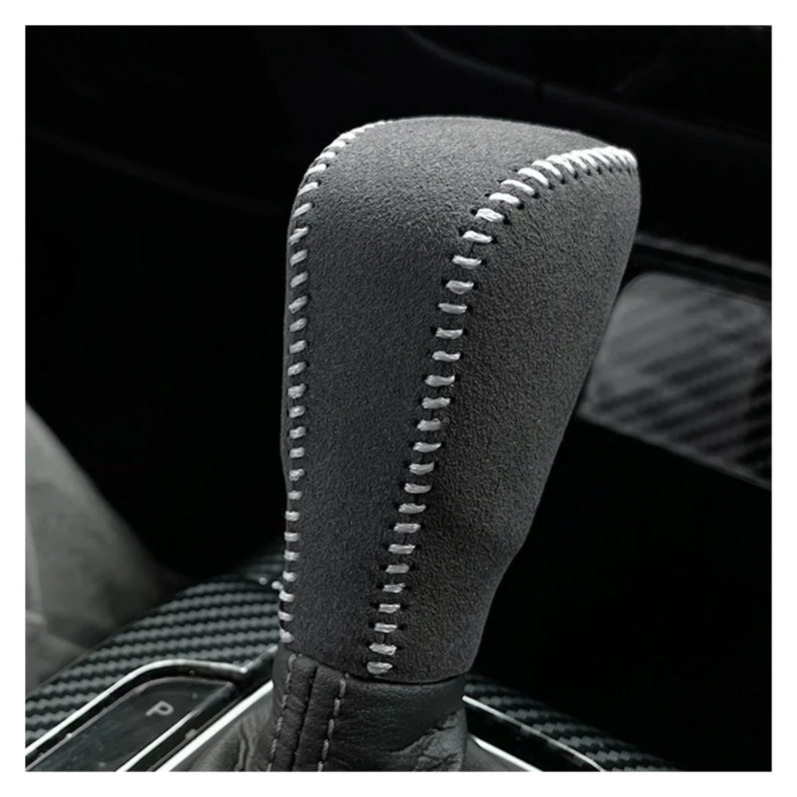 tusgt Gear Shifter Knob Head for ZRV 2023 Leather Gear Shifter Protector Head Cover(Suede White Thread)
