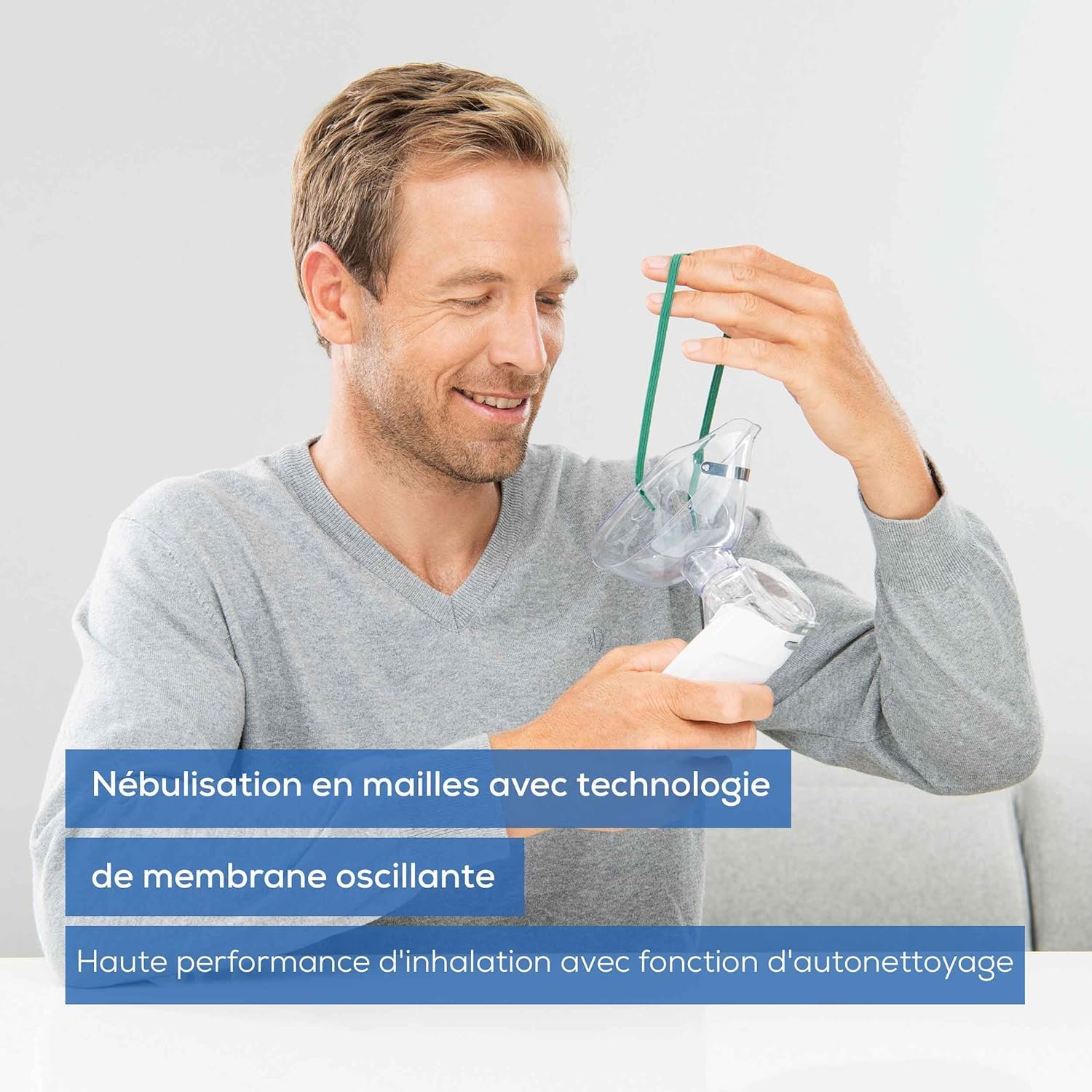 Beurer IH 55 Nébuliseur avec technologie de membrane vibrante, portable et silencieux, fonction d'auto-nettoyage, inhalateur pour traitement des maladies des voies respiratoires