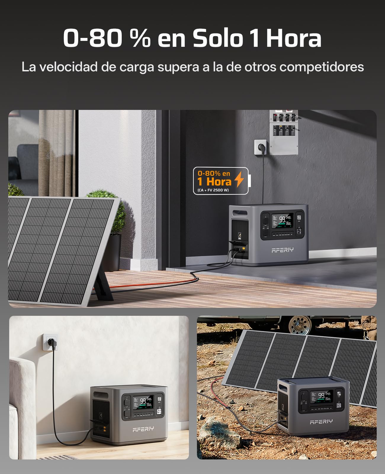 AFERIY 4096Wh - Generador eléctrico (2800 W, con 1 batería adicional, estación eléctrica portátil, capacidad ampliable, generador solar para uso doméstico/autocaravana/fallo de corriente