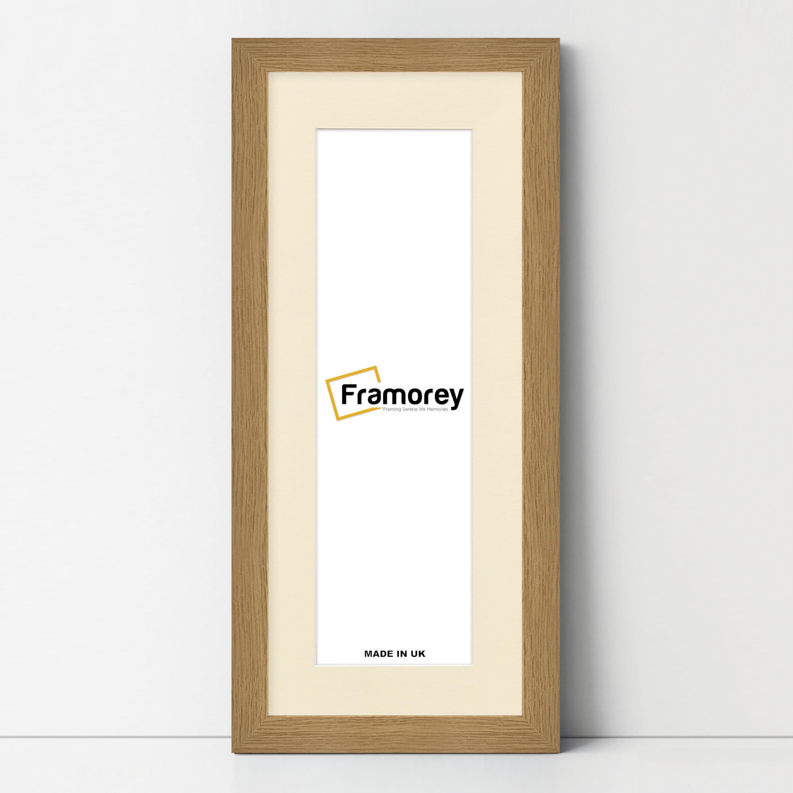 FRAMOREY Panoramic Style, Oak Wooden Effect Picture Frame, 26x12" Size, With 22x8" Size Ivory Mount, Handmade, Wall Art Hanging Frame, Best Home Decor