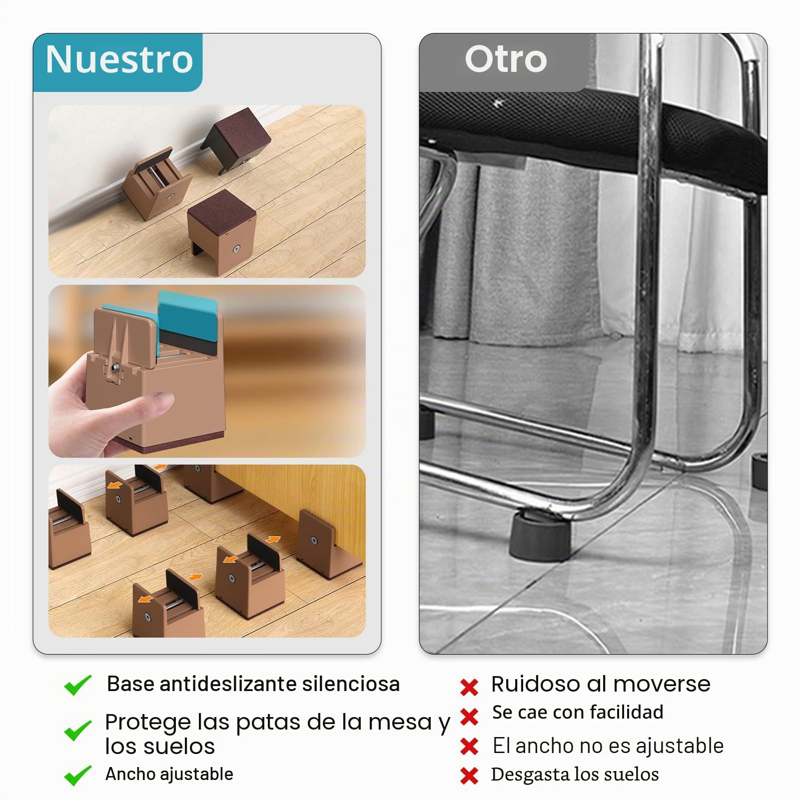 4 piezas de elevación de muebles 10 cm, elevación de mesa ajustable, elevación de silla, elevación de cama, elevador de muebles, elevador de sofá, elevador de mesa, elevación de cama para