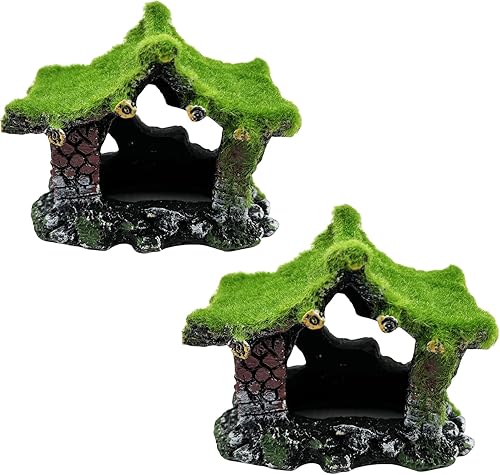 Decoración de acuario para casa de resina hueca Betta escondite de peces para escondite de peces, accesorios de terrario, adorno de cueva para