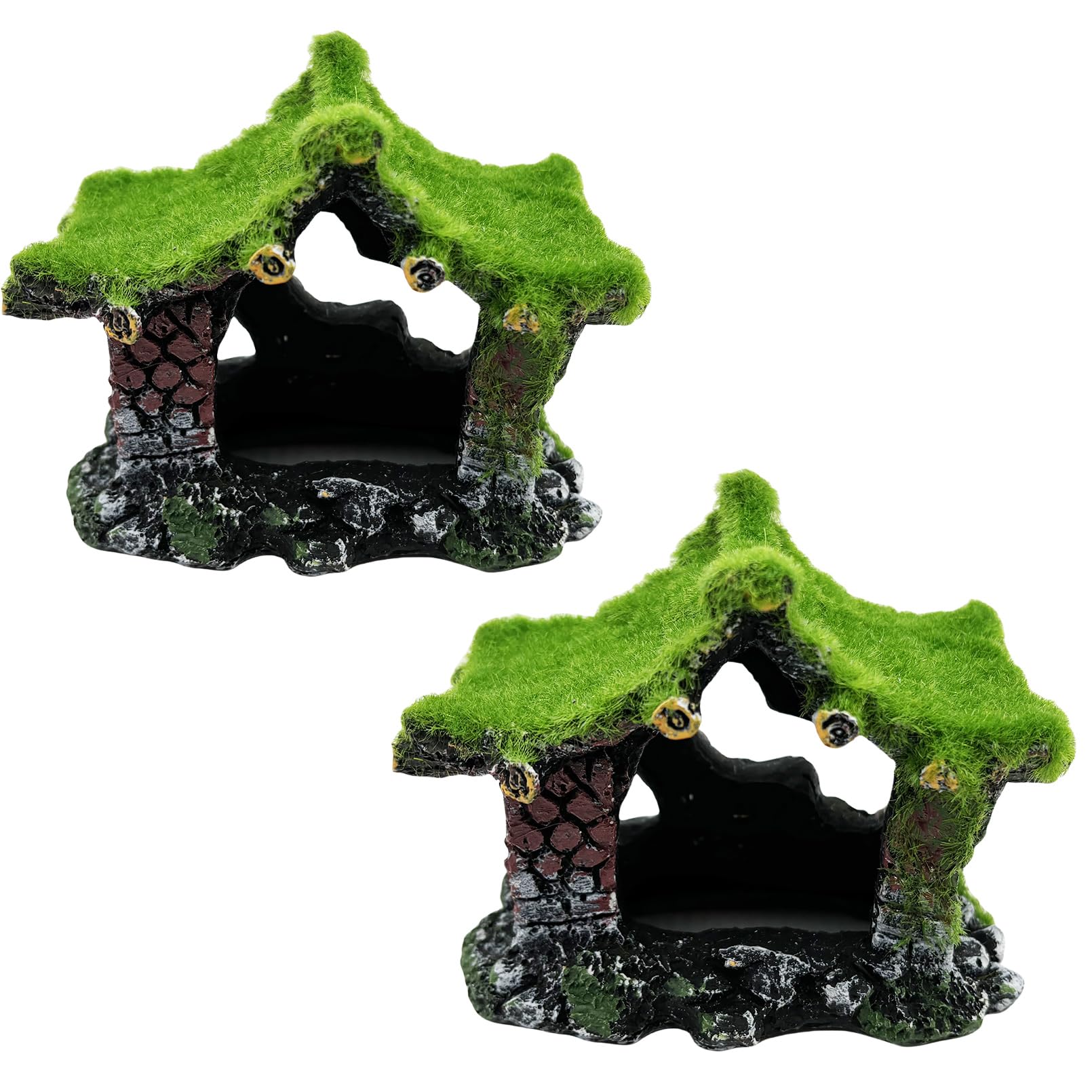 Mousse pour cachette Betta et résine creuse résistante en lot de 2 pour décor de bassin