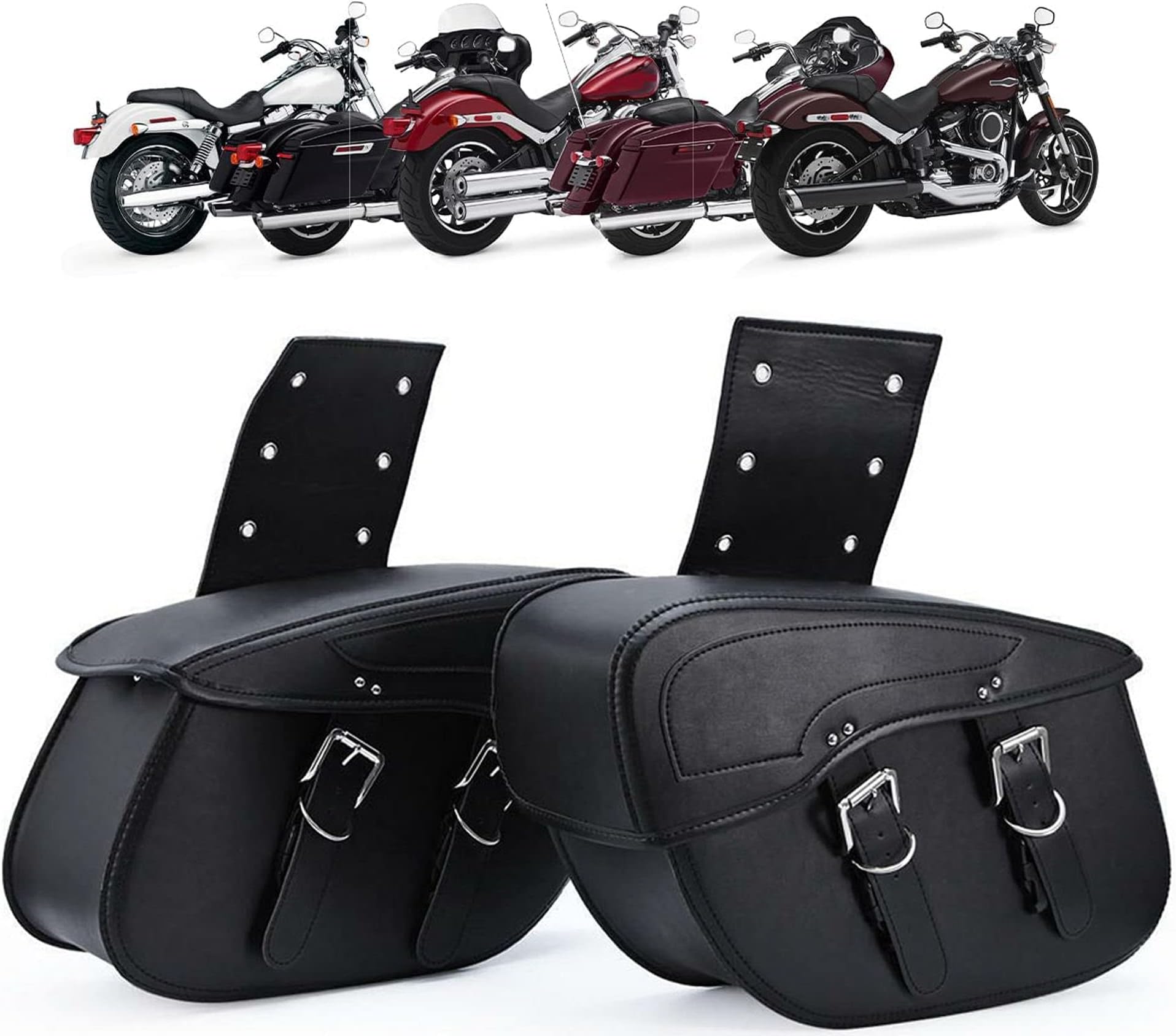 POPSTORE Motorcycle Saddlebags, PU Leather Saddle Bag Side Tool Bag, Saddlebag Luggage Storage for Harley