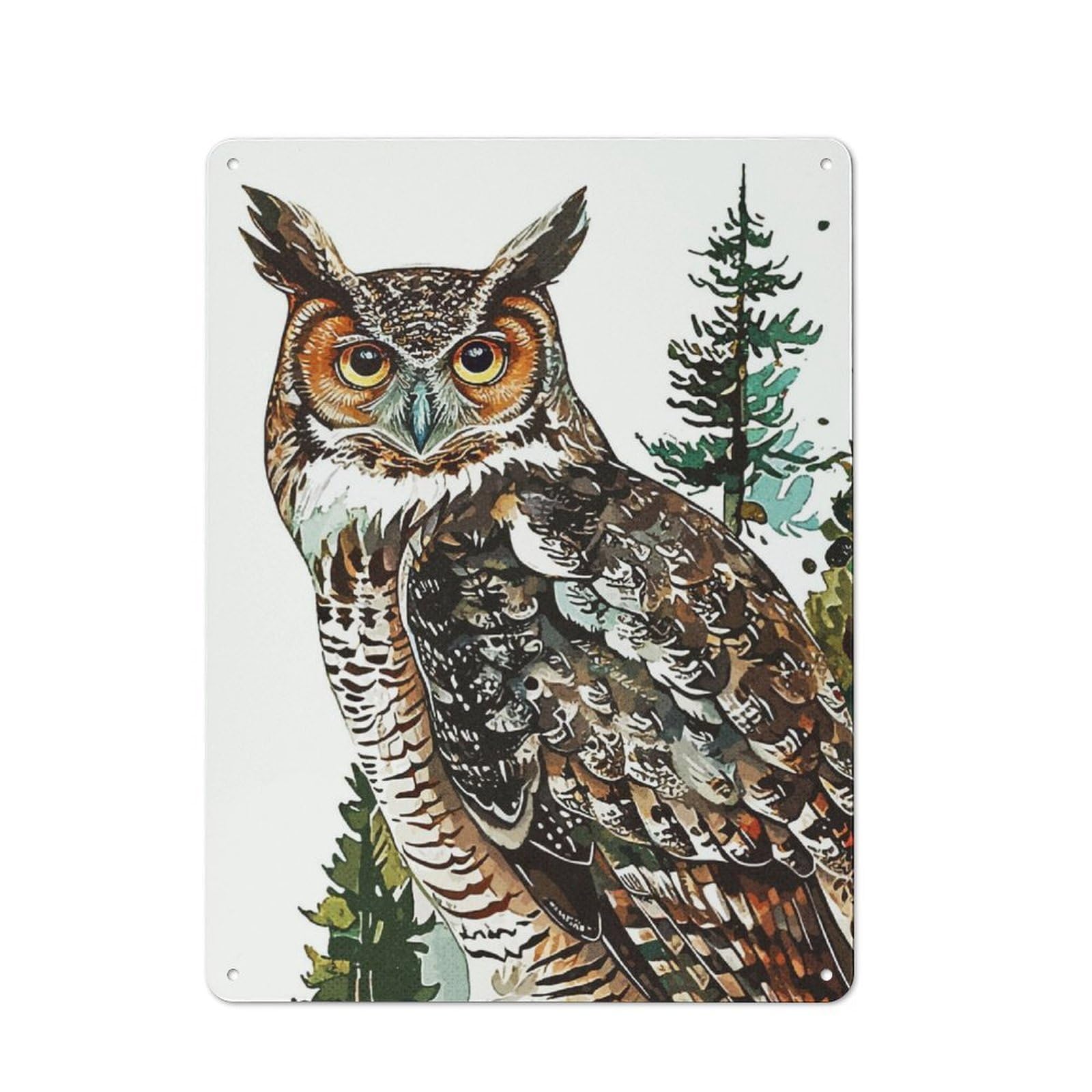 Junmoney Owl Forest Metal Wall Sign 40X30cm Featuring For Home Bar Wall, Housewarming Present For People Styling Home Bar