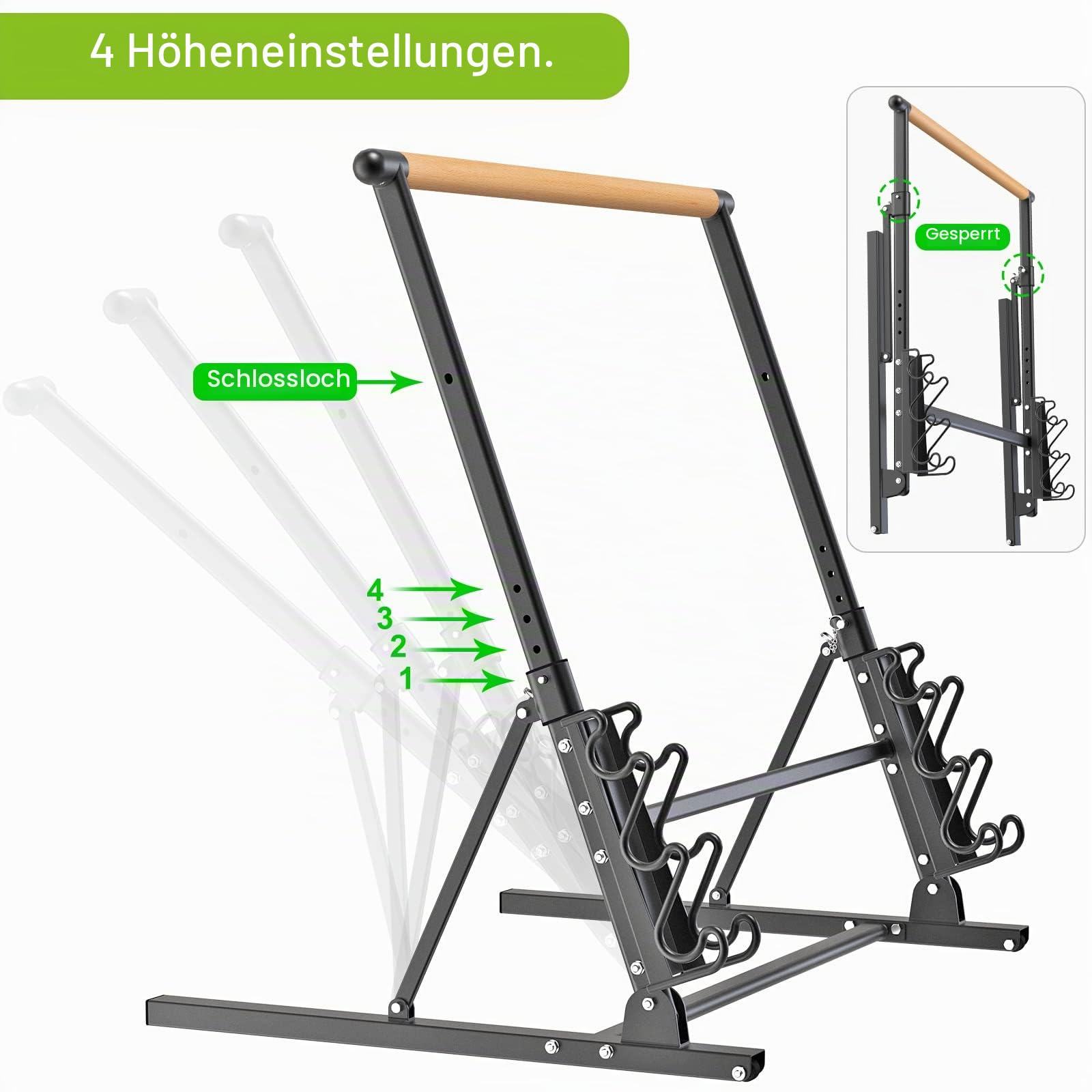 Kipika Balletstange Portable Freistehende Ballett Barre Home System, Tanz Bar für Home Workout Tanz Ausrüstung, Falten flach, 4 Höhenverstellung, Lagerung Hantel, 101cm lang, 1 3/5" Durchmesser