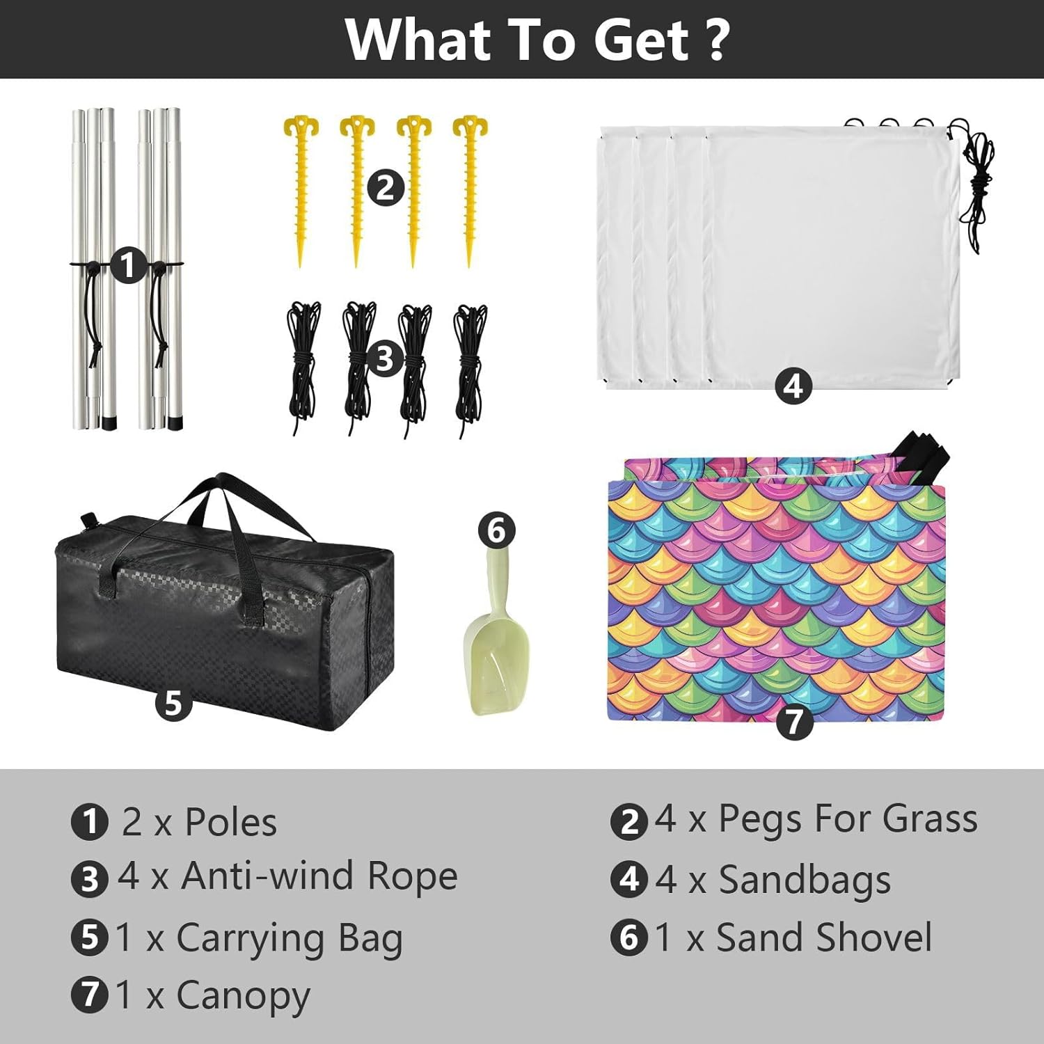 ALAZA Mermaid Print Rainbow Beach Tent Sun Shelter UPF50+ Protection Beach Shade Canopy w/ 4 Sandbags for Outdoor Camping, Fishing, Backyard Fun, Picnic, 10x9 ft