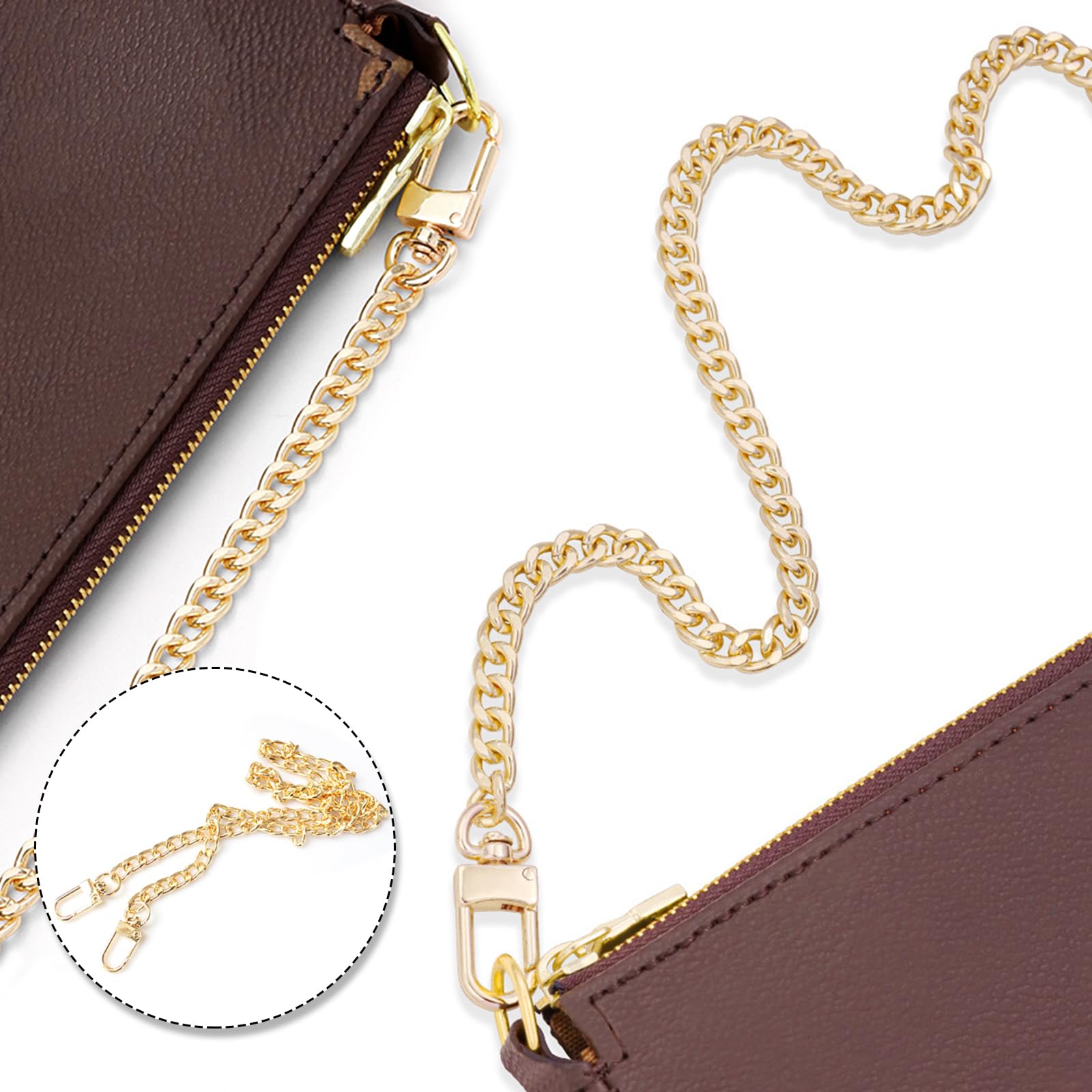 Gold Bag Chain Strap 120cm Long Handbag Chain Shoulder Bag Straps Metal Replacement Chains Strap for DIY Handbags Crossbody Bags 2 Pcs - Image 4
