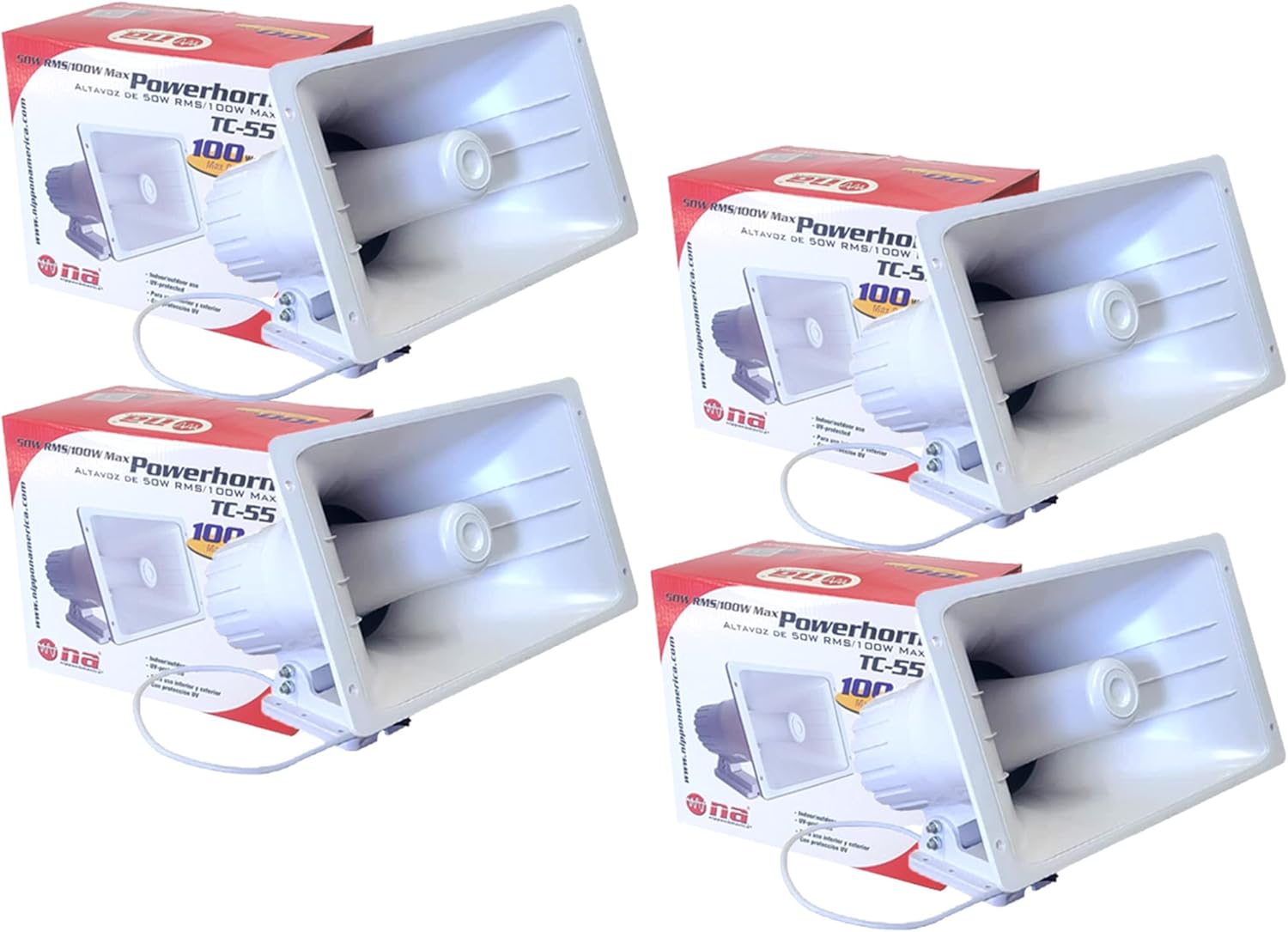 Nippon America 4 Pack PA Power Horn Speaker 100W Indoor Outdoor 100 Watt