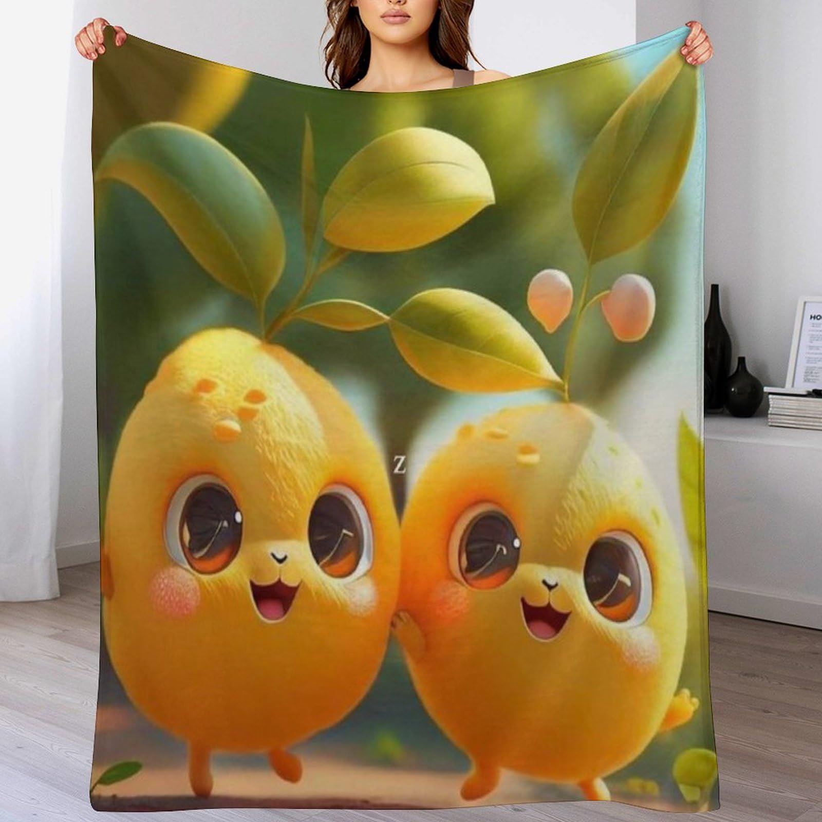 Couverture en flannel imprimée fruits 180x200cm pour lit et canapé