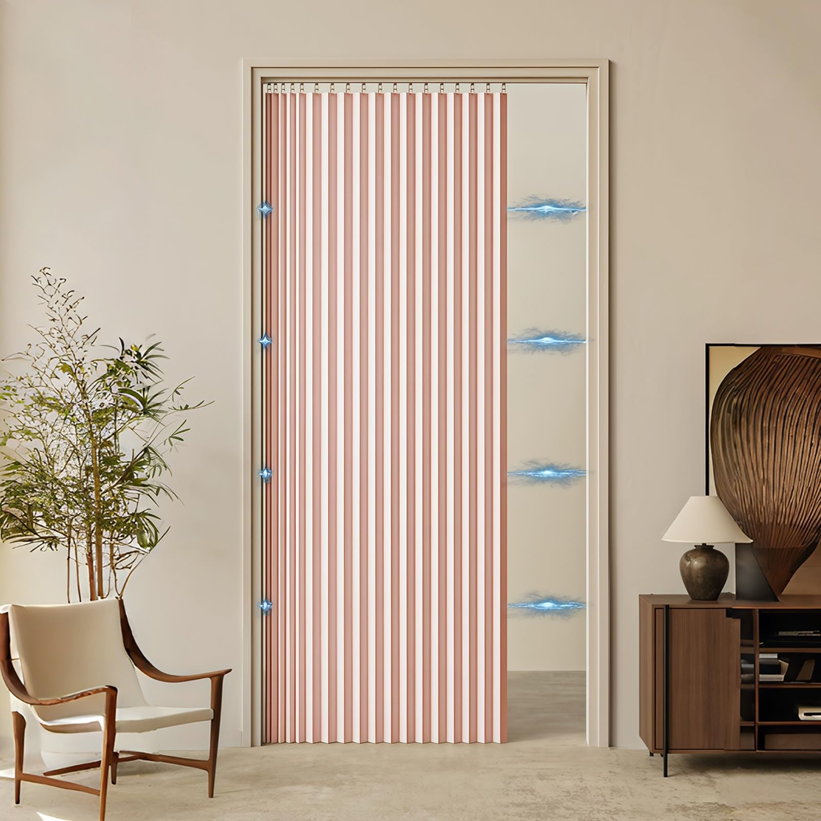 Tende oscuranti Pieghevoli magnetiche Impermeabili,Tende Pieghevole Divisorio per Stanze,per Interni per Camera da Letto,Finestra,Bagno,Porta(Pink,19.7“Wx35.4“L)