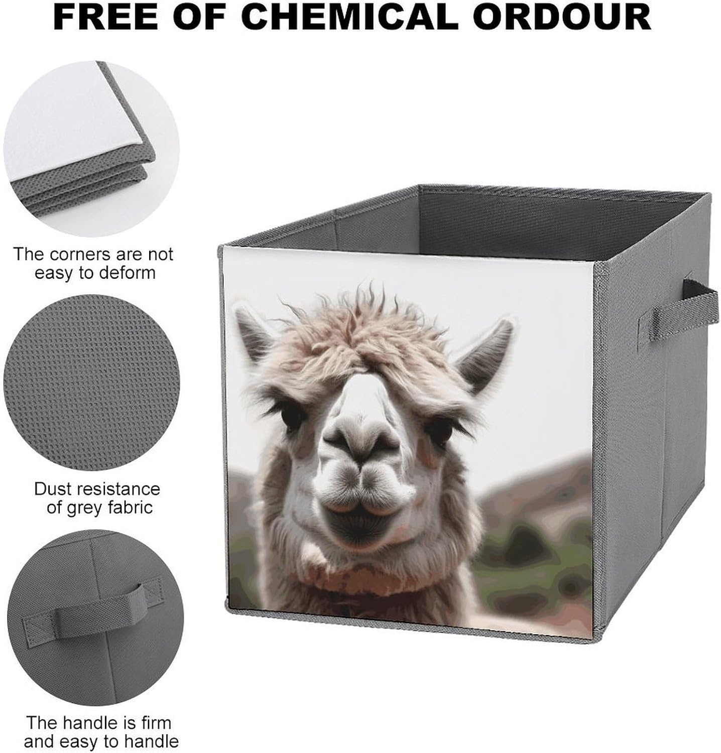 Folding Storage Bins Oxford Fabric Clothes Storage Boxes with Handles | Funny Alpaca Llama Cube Organizer, Easy to Store, Multi Functional Cube Storage Organizer for Office Bedroom