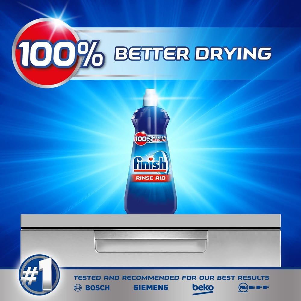 Finish Rinse Aid 100% Better Drying Dishwasher, Lemon Sparkle, 800 ML