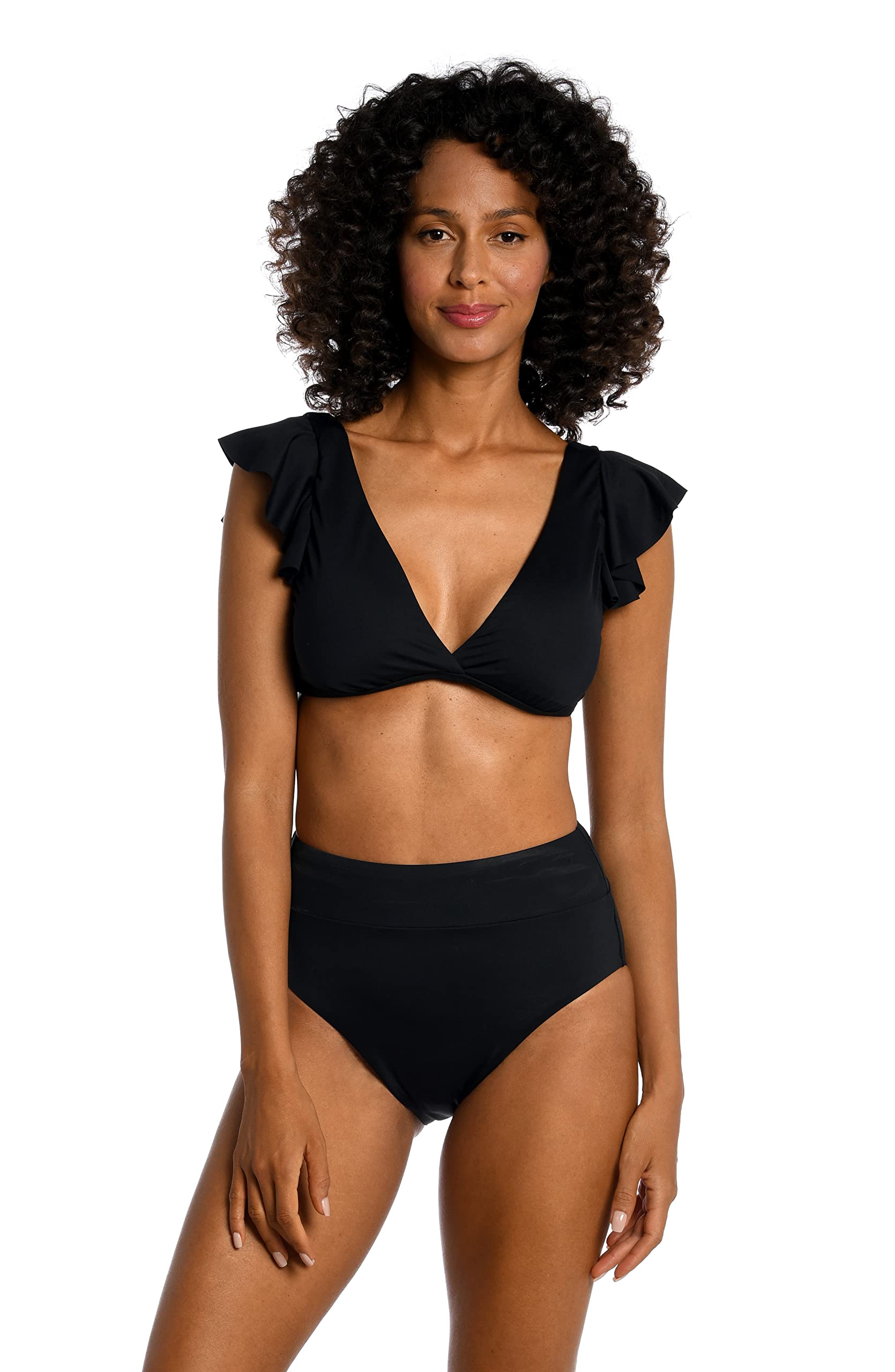 La BlancaWomen's Standard Island Goddess Over The Shoulder Ruffle Bikini Swimsuit Top