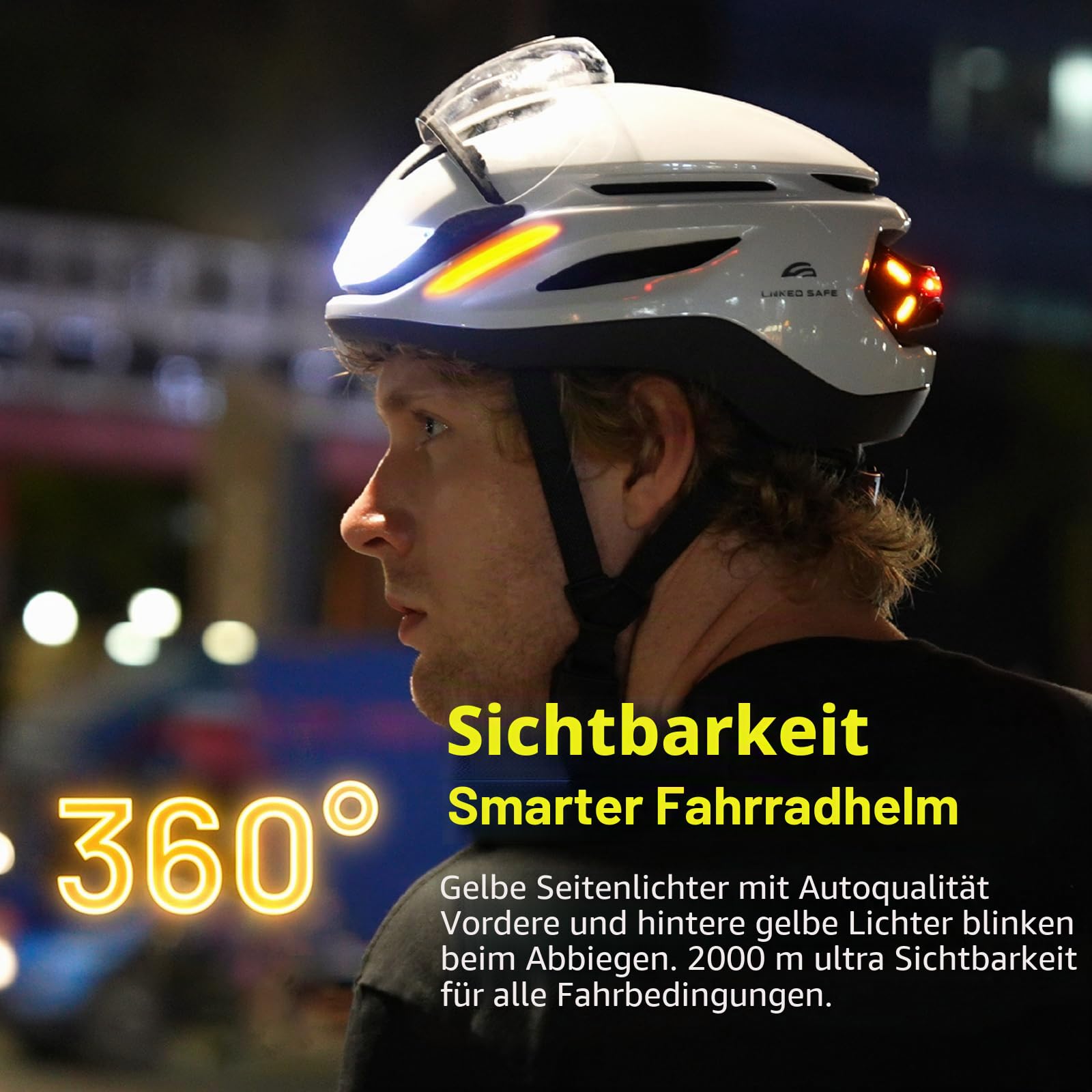 Fahrradhelm Smart für Erwachsene mit abnehmbarem Visier, Bluetooth, Magnetverschluss, LED-Blinkern per Fernbedienung, Bremslicht, IPX65, CPSC 1203 & NTA8776, leicht & belüftet