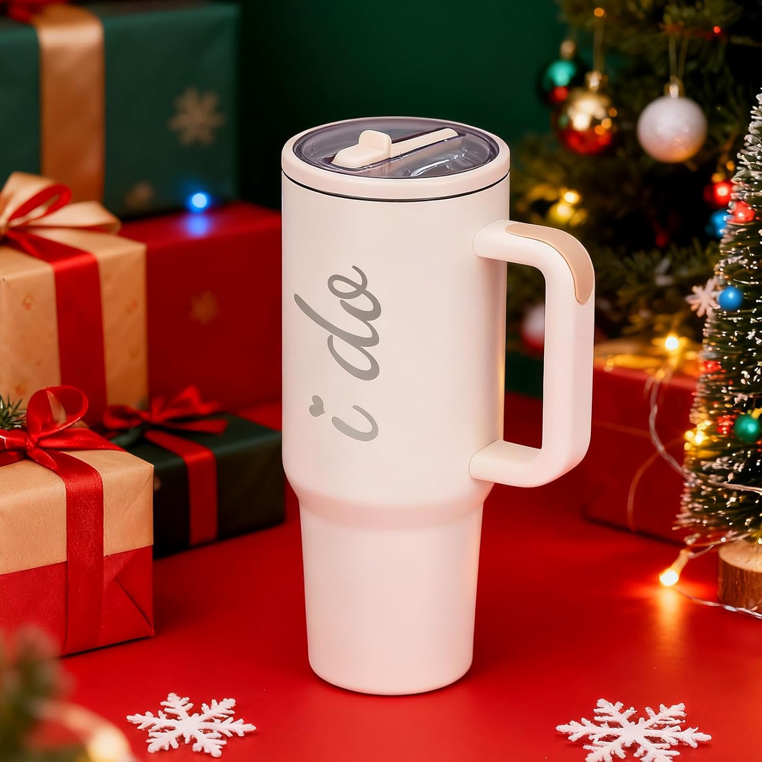 Bridal Shower Gifts for Bride to Be I Do 40oz Tumbler with Handle Lids Straws Stainless Steel Wifey Cup for Wedding Engagement Bachelorette Wife Her - Image 9