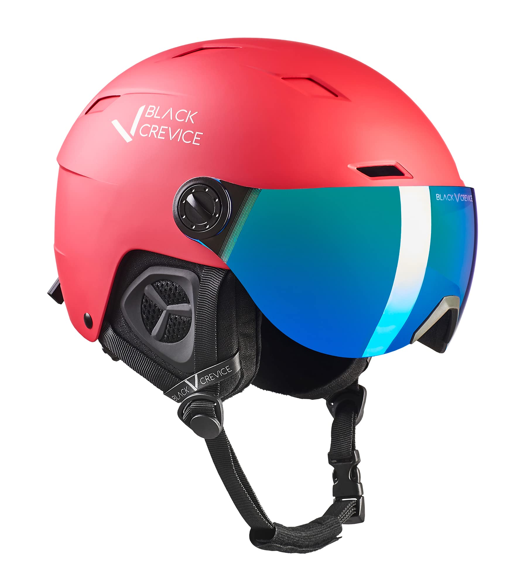 Black Crevice Kirchberg Ski Helmet with Visor Red, S (51-53 cm)