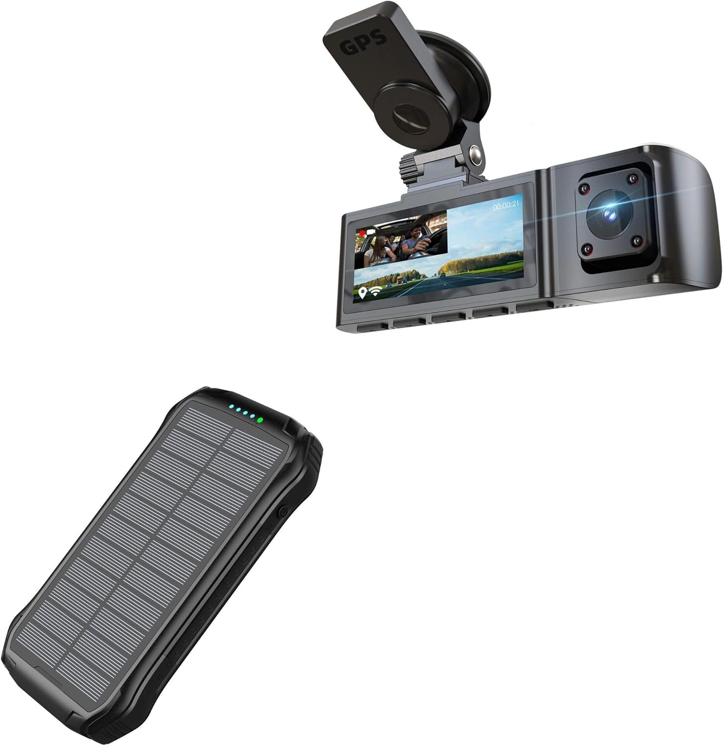 BoxWave Charger Compatible with Rexing R316 - Solar Wireless Rejuva PD Power Pack (16000mAh), Solar Powered Backup Power Bank - Jet Black