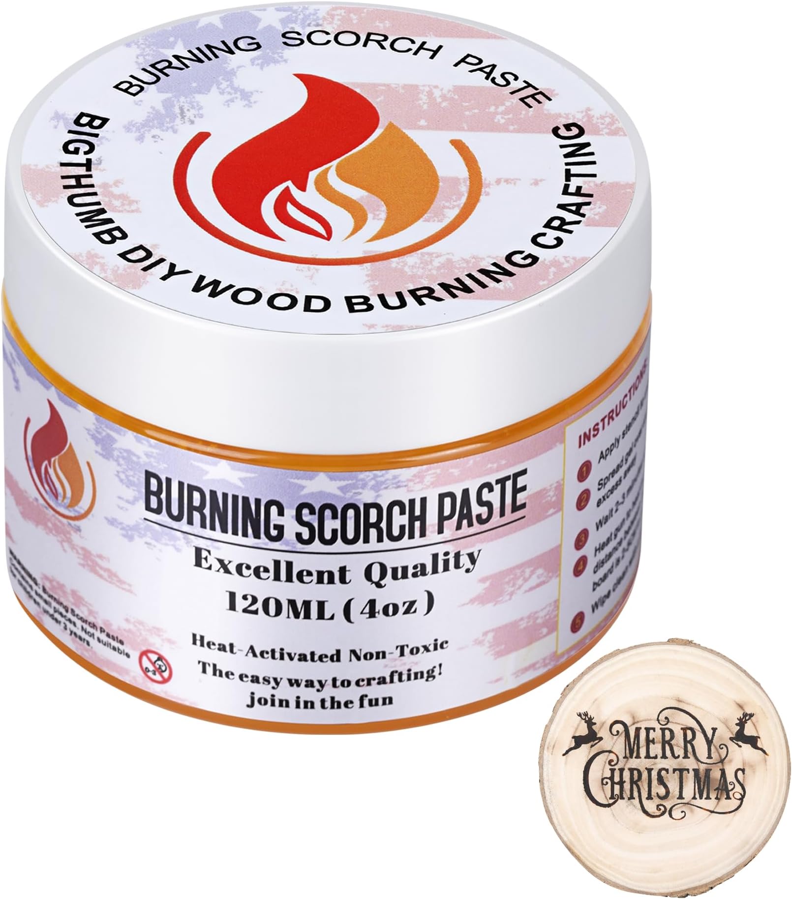 Burning Scorch Paste,Multifunctional DIY Pyrography for Paper, Accurately & Easily Burn Designs for Wood Burning Scorch Marker Stencil Wood Working Tools for Wood Crafts Suitable Artists 1 Pack