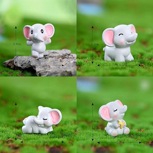 Miniatura 2 de 18 figuras de elefante miniatura de resina de elefante para bricolaje, jardín de hadas de Navidad, paisaje de musgo en miniatura, 18 piezas