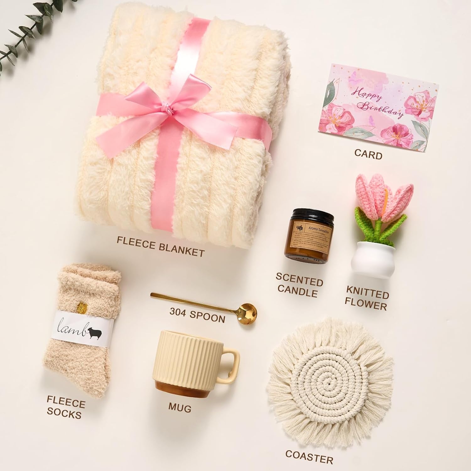 Birthday Gift Box for Women, Happy Birthday Gifts for Her, Cozy Self Care Gift Basket for Mom Sister Best Friend Wife Girlfriend, Get Well Care Package